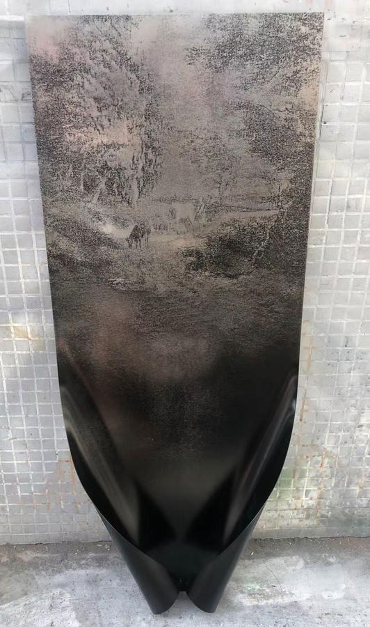 立体皮革金属实物画现代简约轻奢客厅卧室样板间餐厅装饰画挂画-3