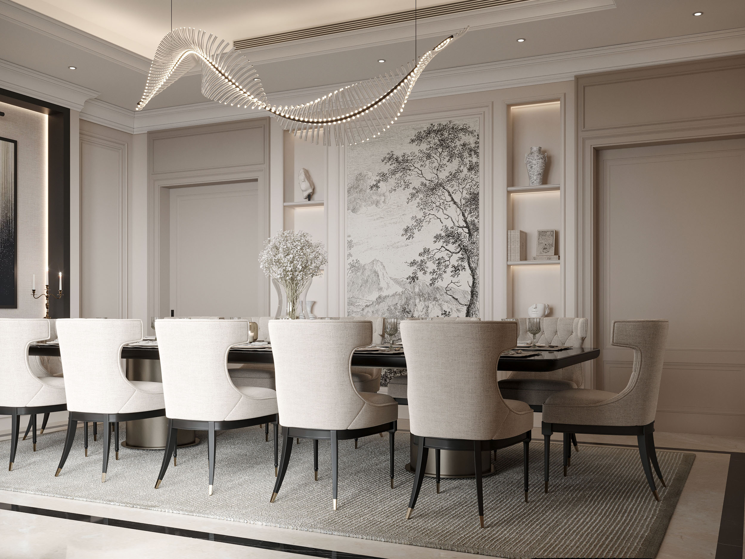 "Timeless Elegance: New Classic Style Simplex Villa"-18