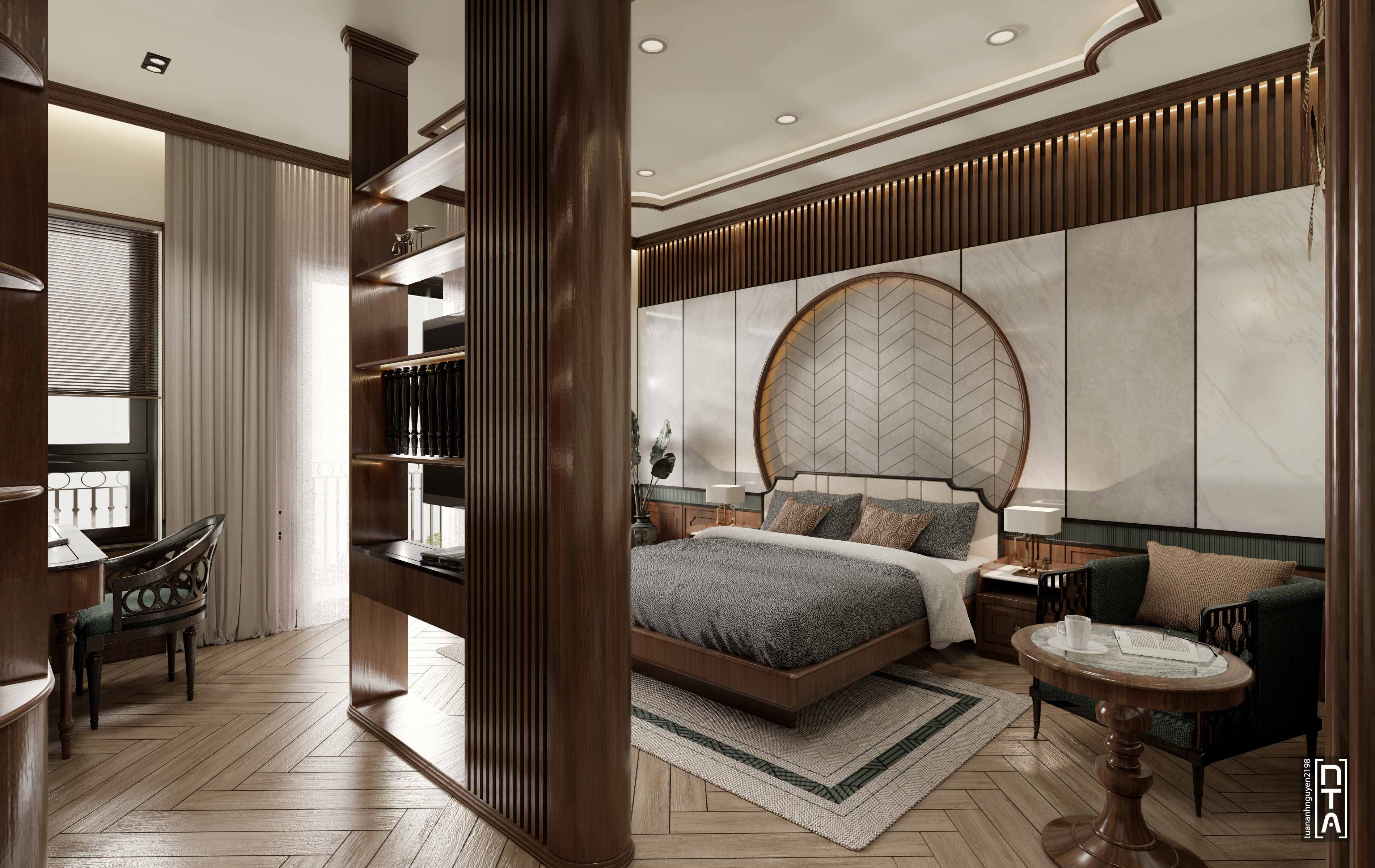 Indochine walnut wood- Townhouse interior-0