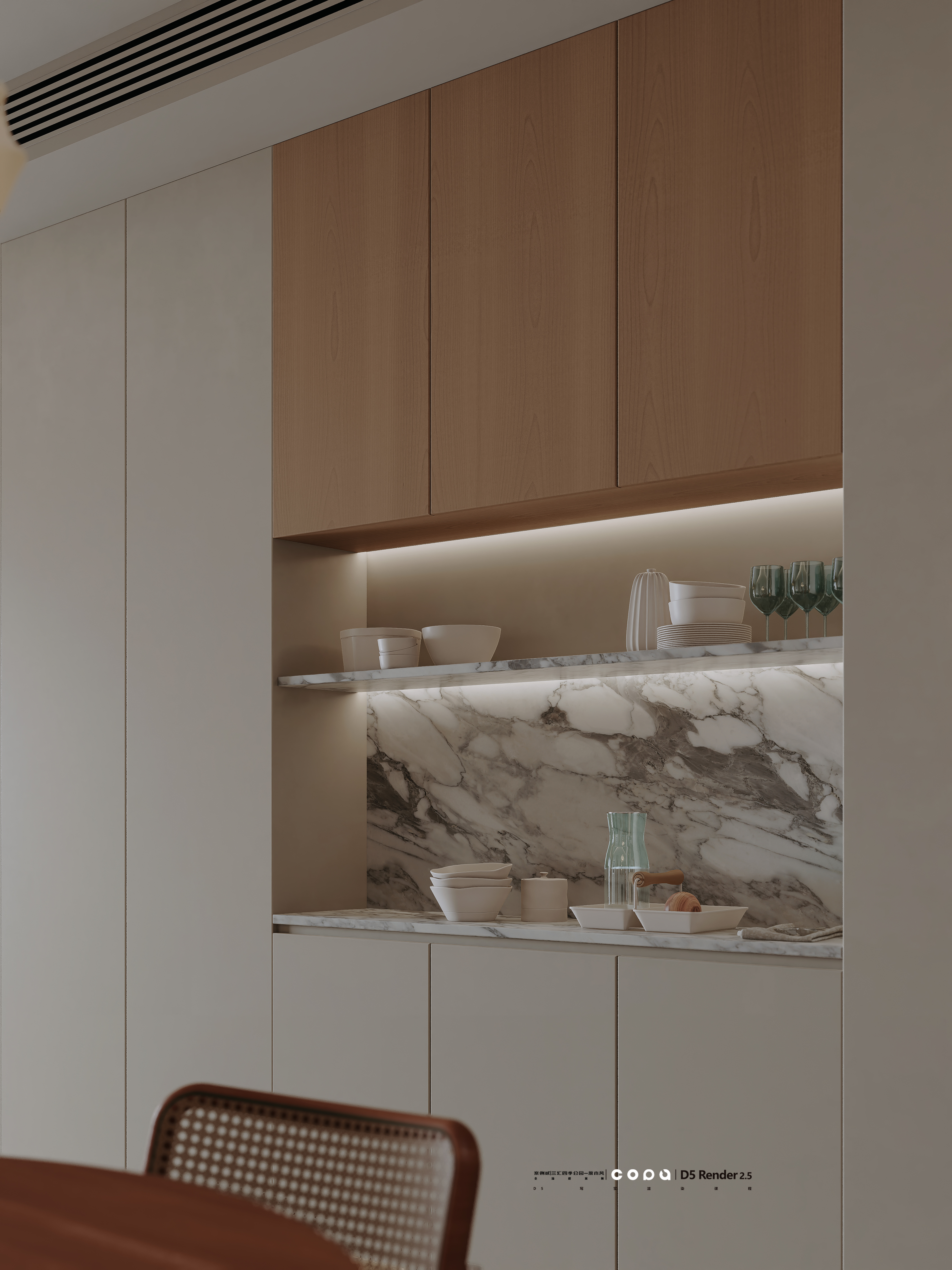 D5 渲染器原木风视觉表现丨壹木空间,靠背视觉-8