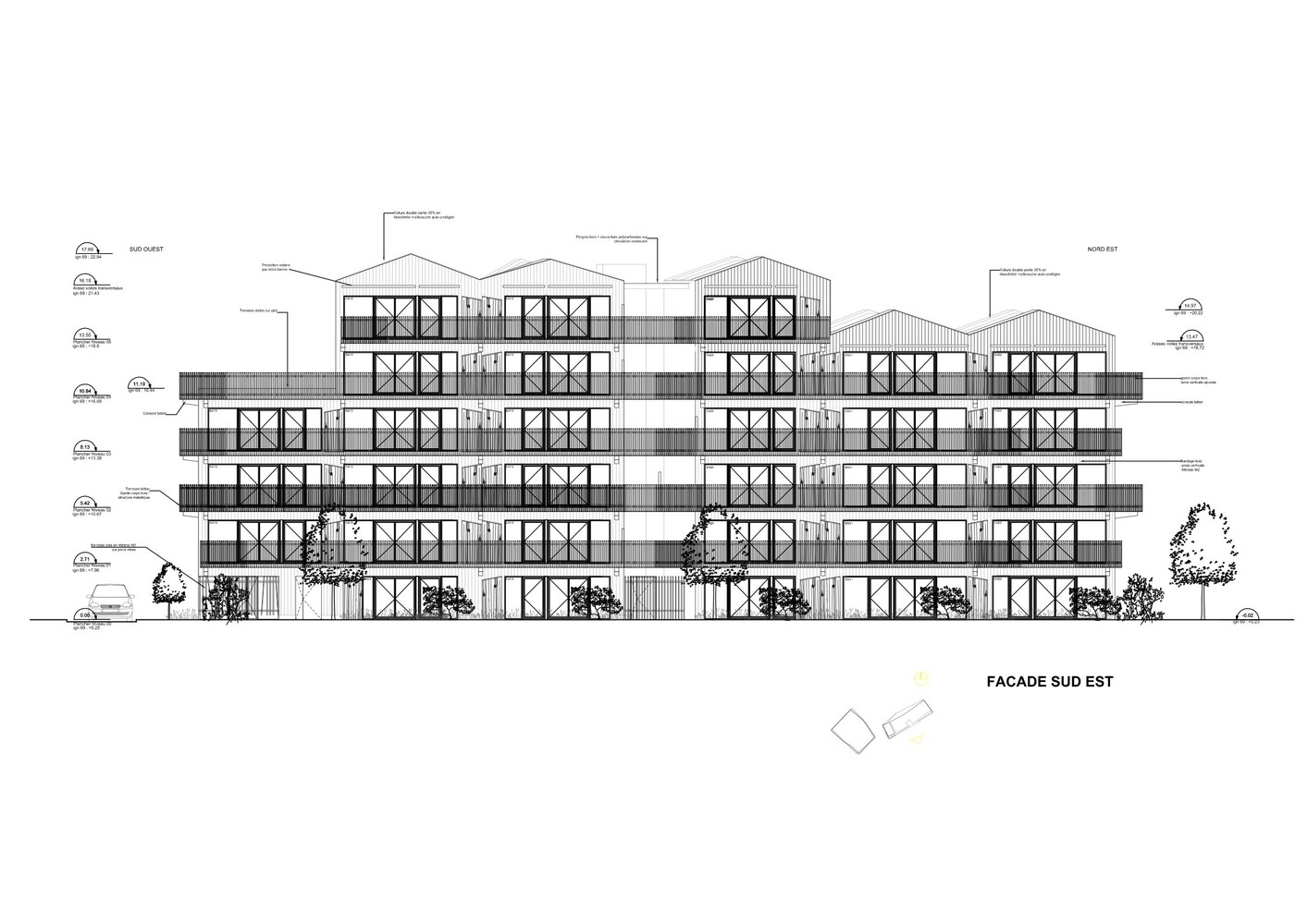 皮埃尔·洛蒂街 64 号社会住宅的空中走廊与私人入口设计-65