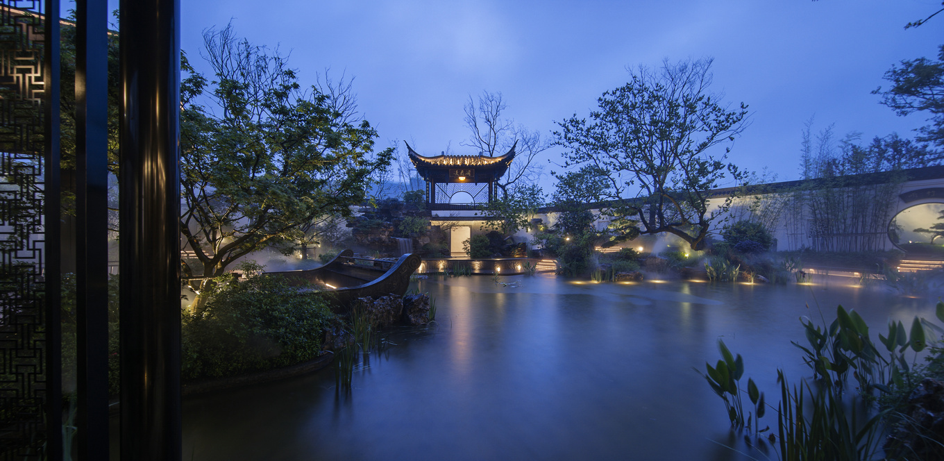 盘石设计 | 吴文粒:1745㎡绝美中式庭院,一帘诗意、四水归情!-6