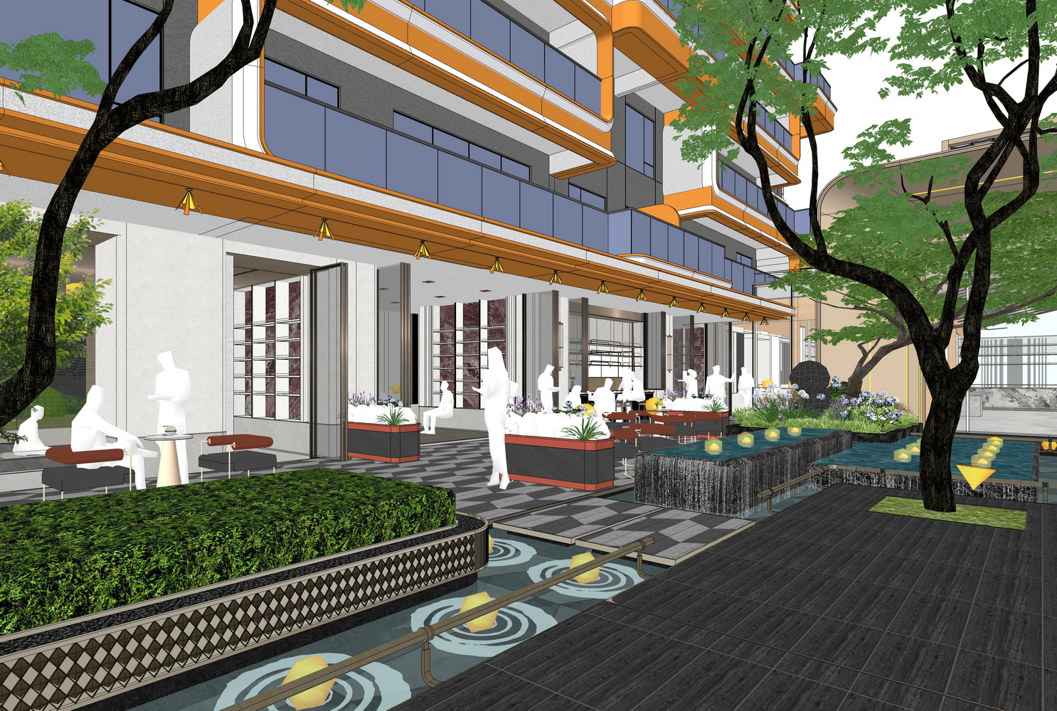 西安中铁建西派玺悦示范区景观SU模型-5