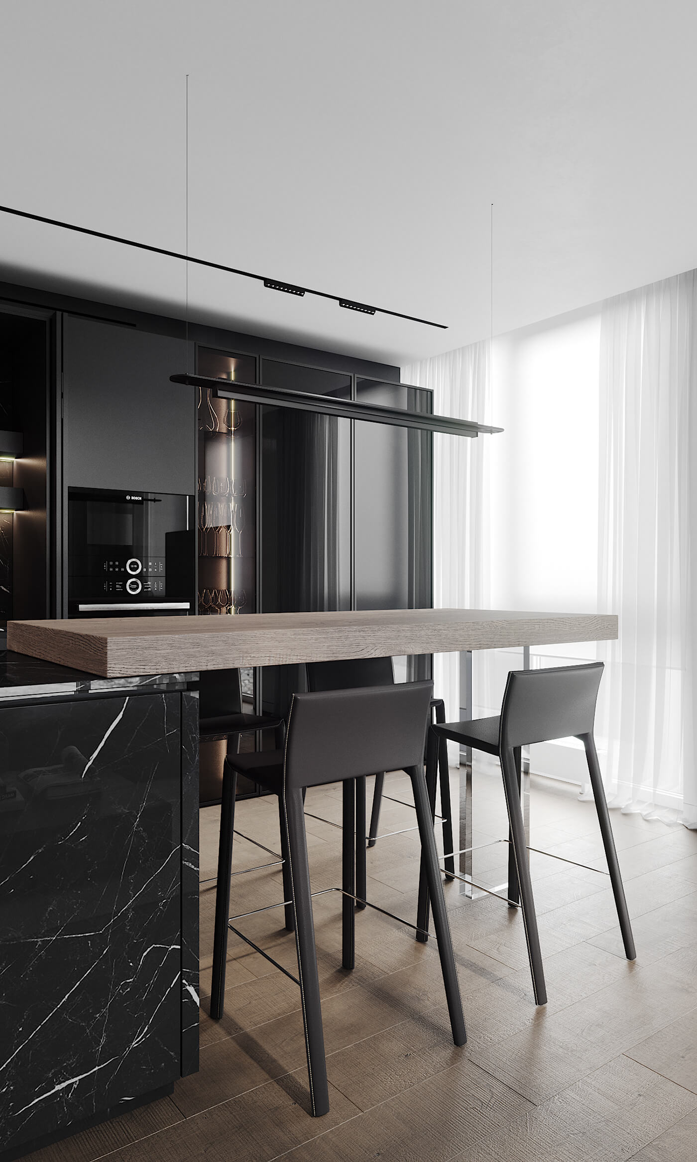 127㎡住宅设计，黑白灰+原木，超有魅力！-10