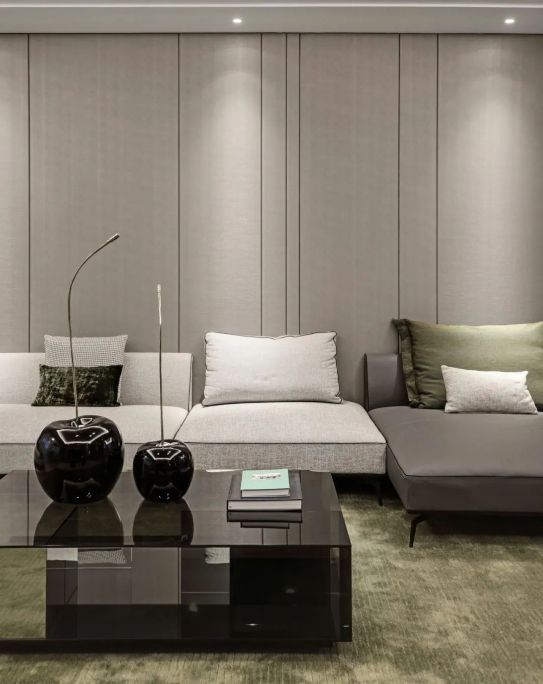 烟台万科翡翠长安样板间 | 抹茶色遇见黑灰色,简约至美-30