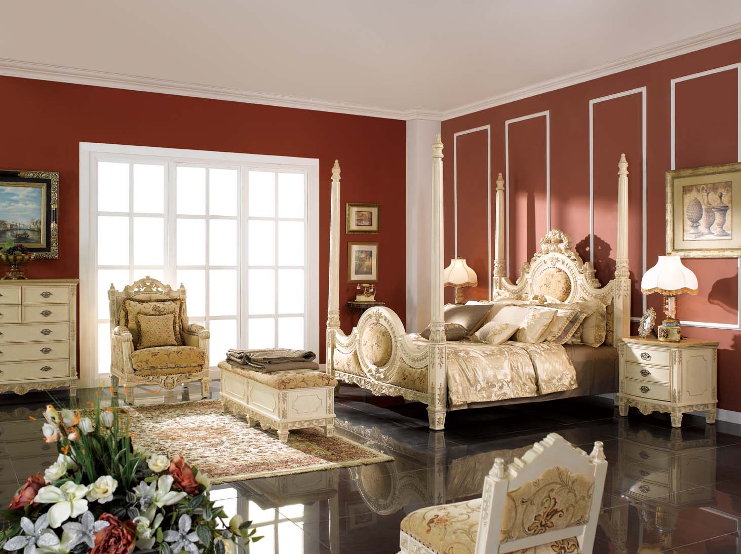 高清古典美式风格 卧室客厅餐厅书房家具场景图片素材-2-3