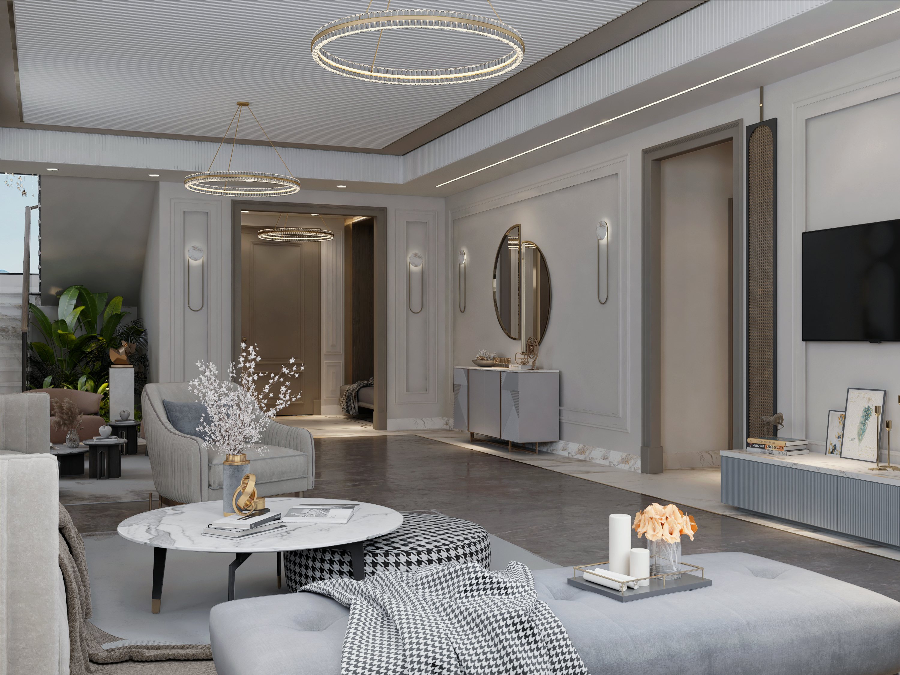 Mountain view villa | Reception with entrance-9