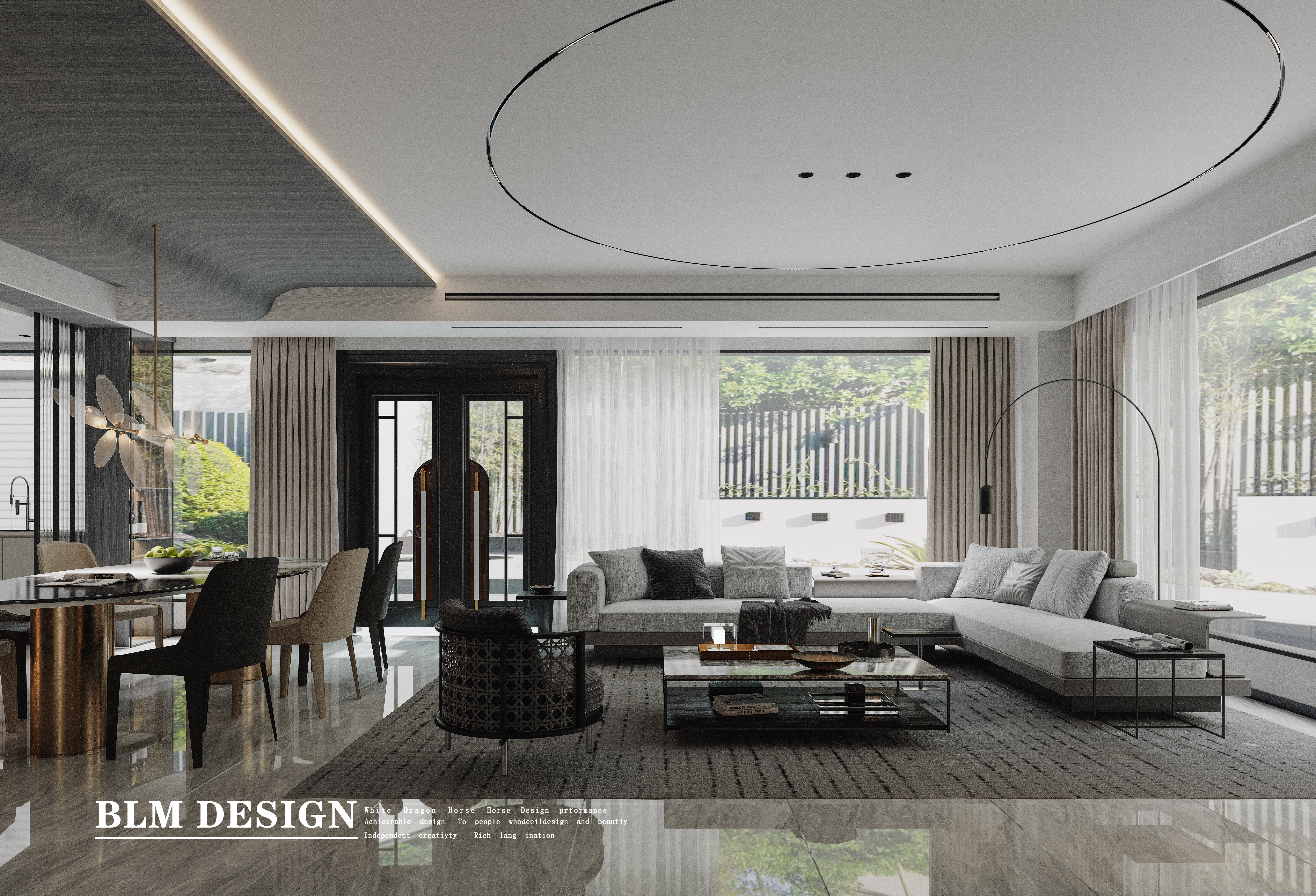 别墅 黑白灰 纯色简约风 渲染案例-7