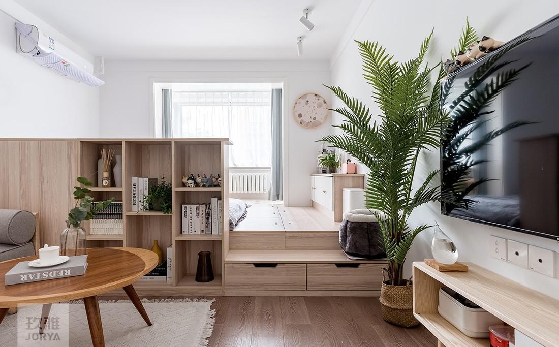 北京 60 平长条老房翻新，打造南北通透日式小家-0