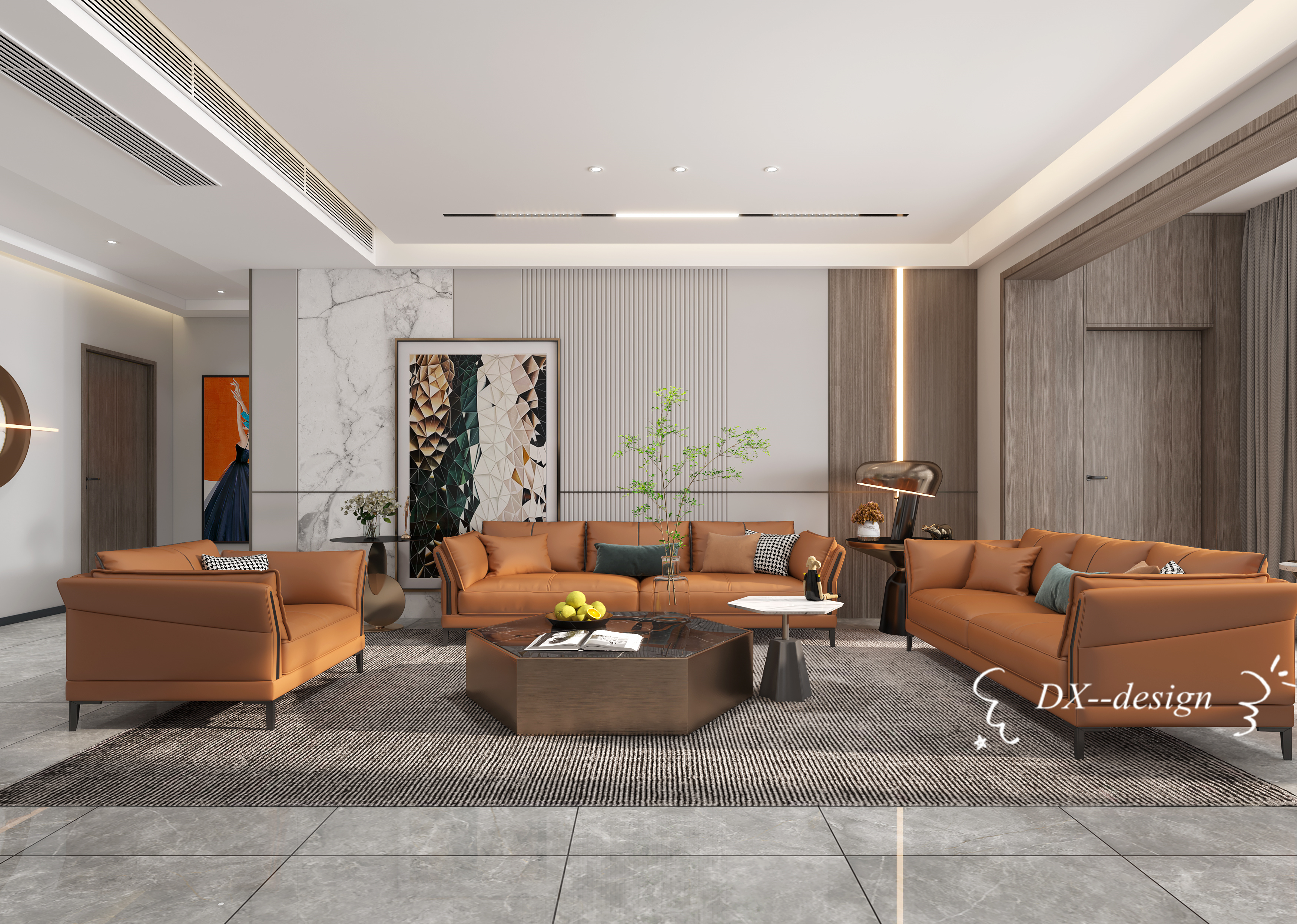 灰色与咖色的温馨居家空间丨原创作品-3