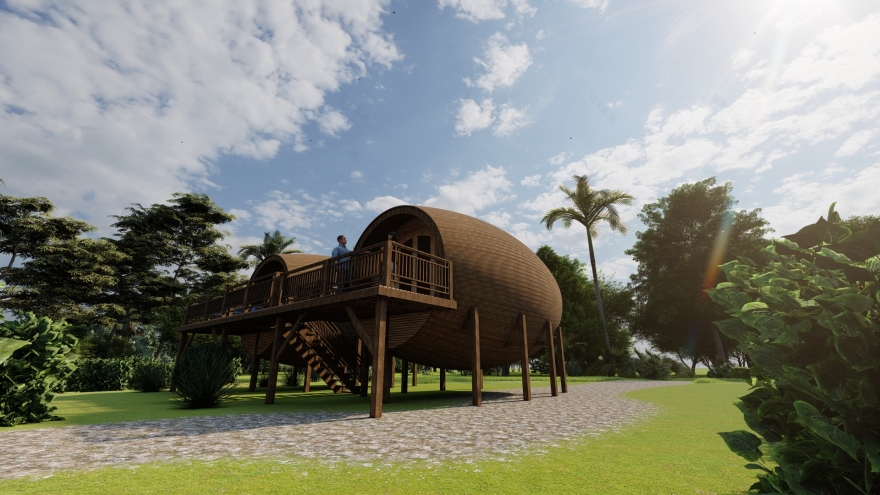 glamping twin pod Lowpoly 3D 模型-2