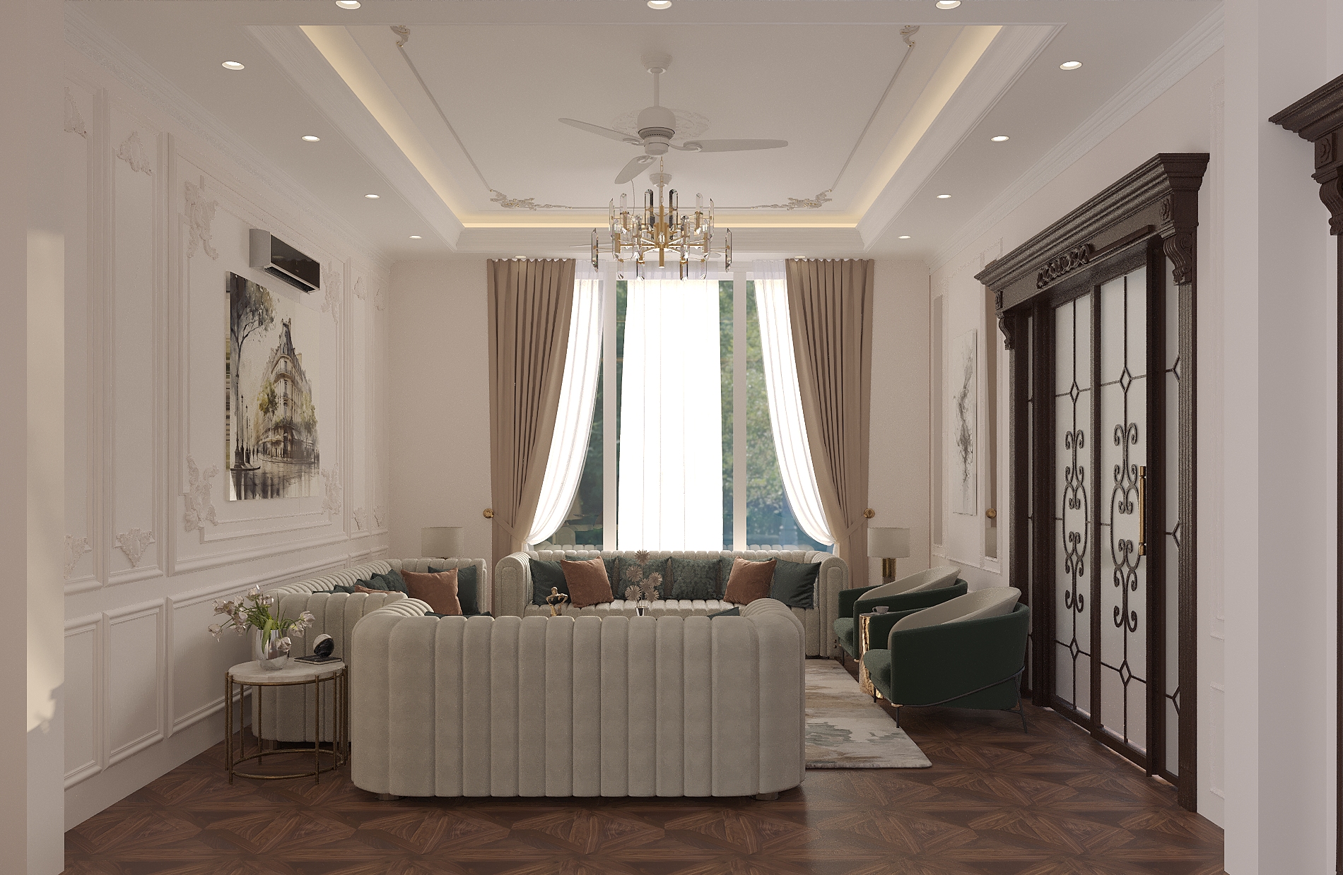 Drawing Dining Classical interior-1