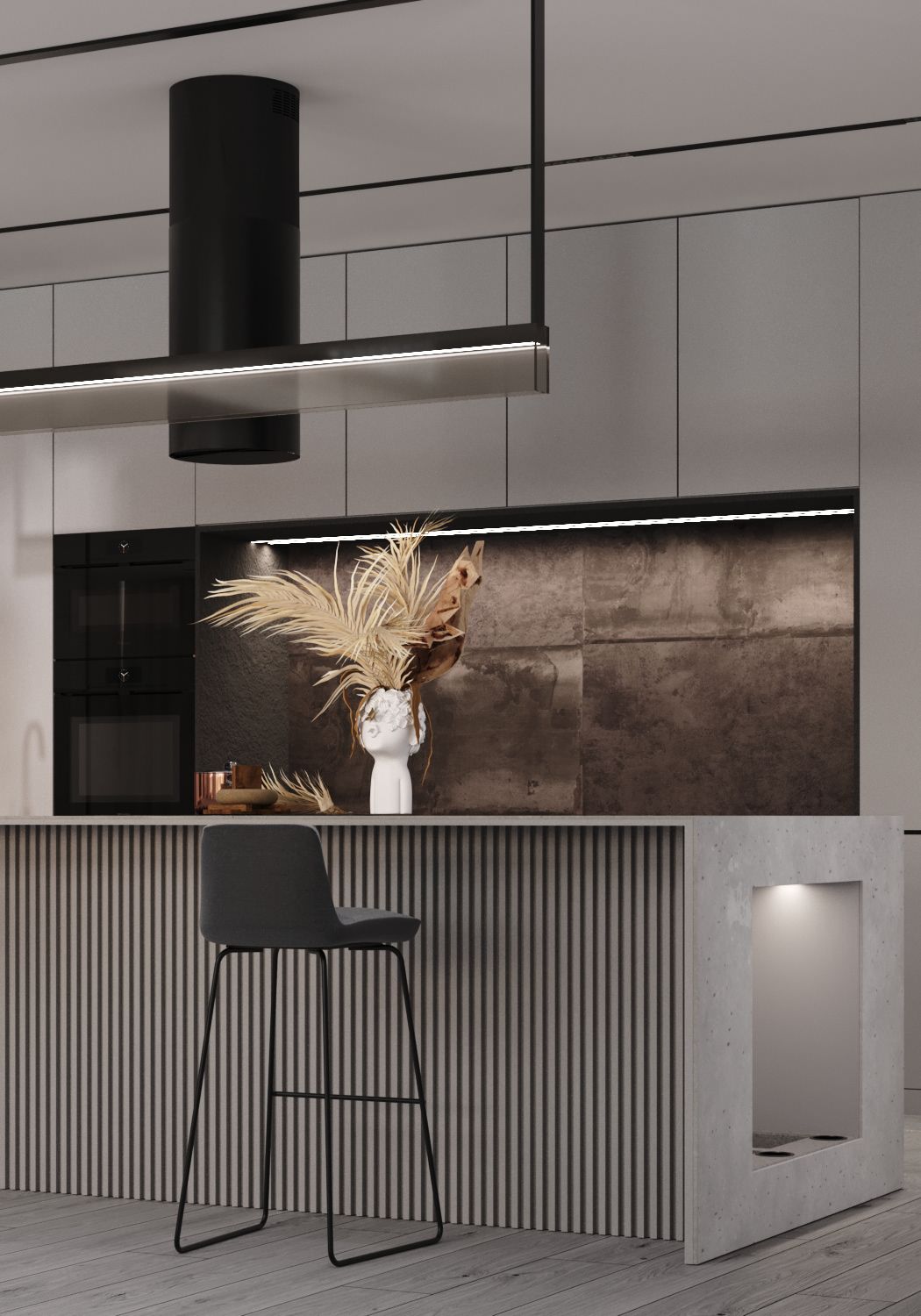 简约灰调子大空间设计-15