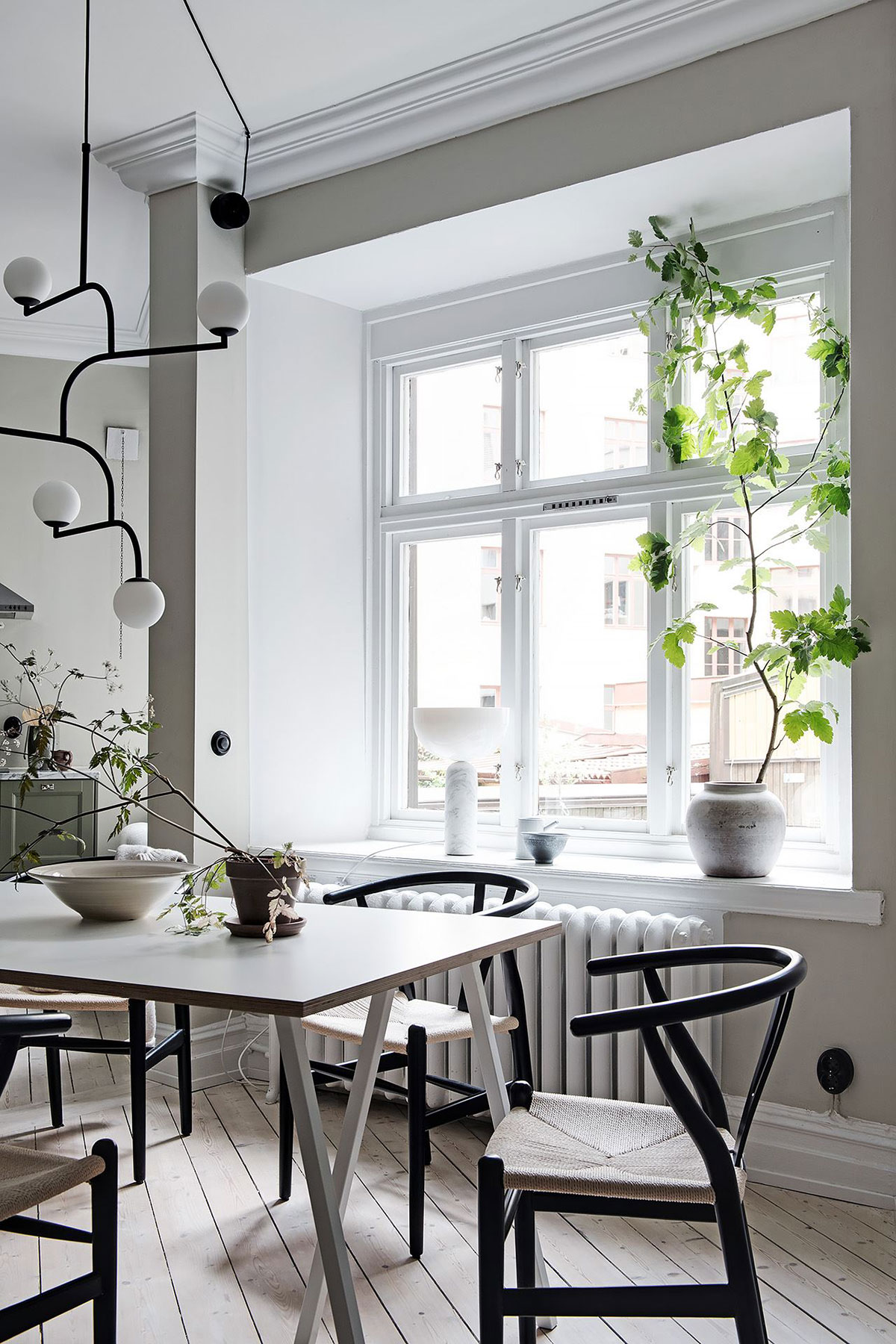 瑞典 71 平米绿色厨房不规则公寓设计-13