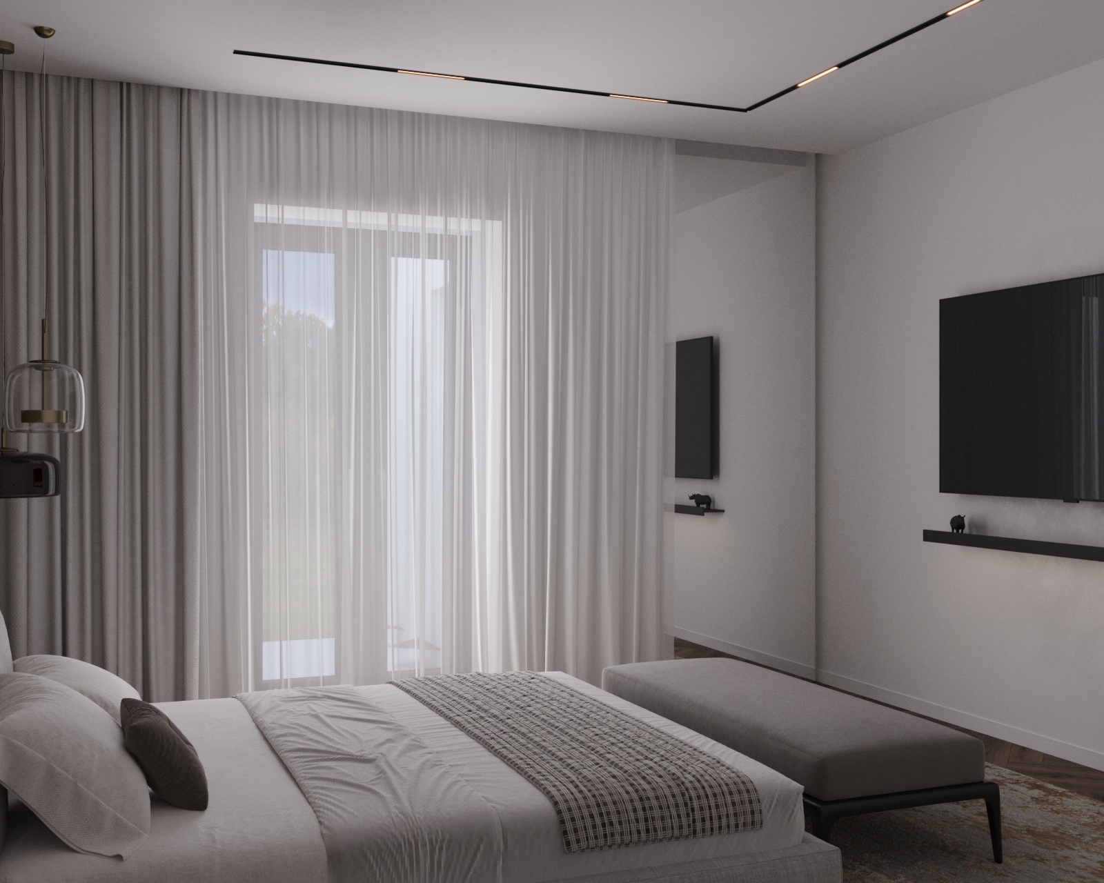 卧室与步入式衣帽间设计丨乌克兰丨Iryna Didenko-4