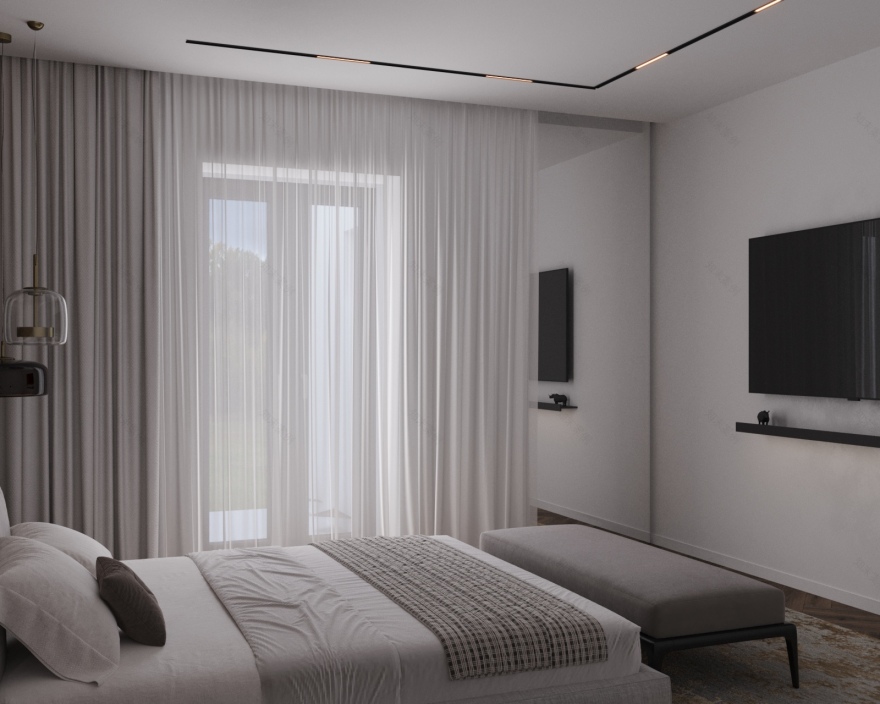 卧室与步入式衣帽间设计丨乌克兰丨Iryna Didenko-4