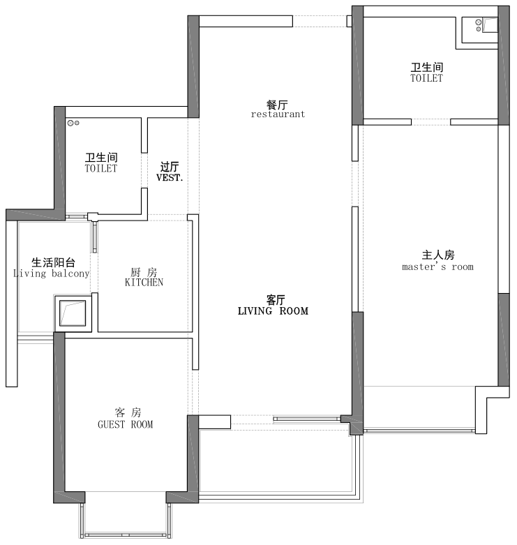 和黄御峰现代简法两室一厅丨美的家装饰工程中心-15