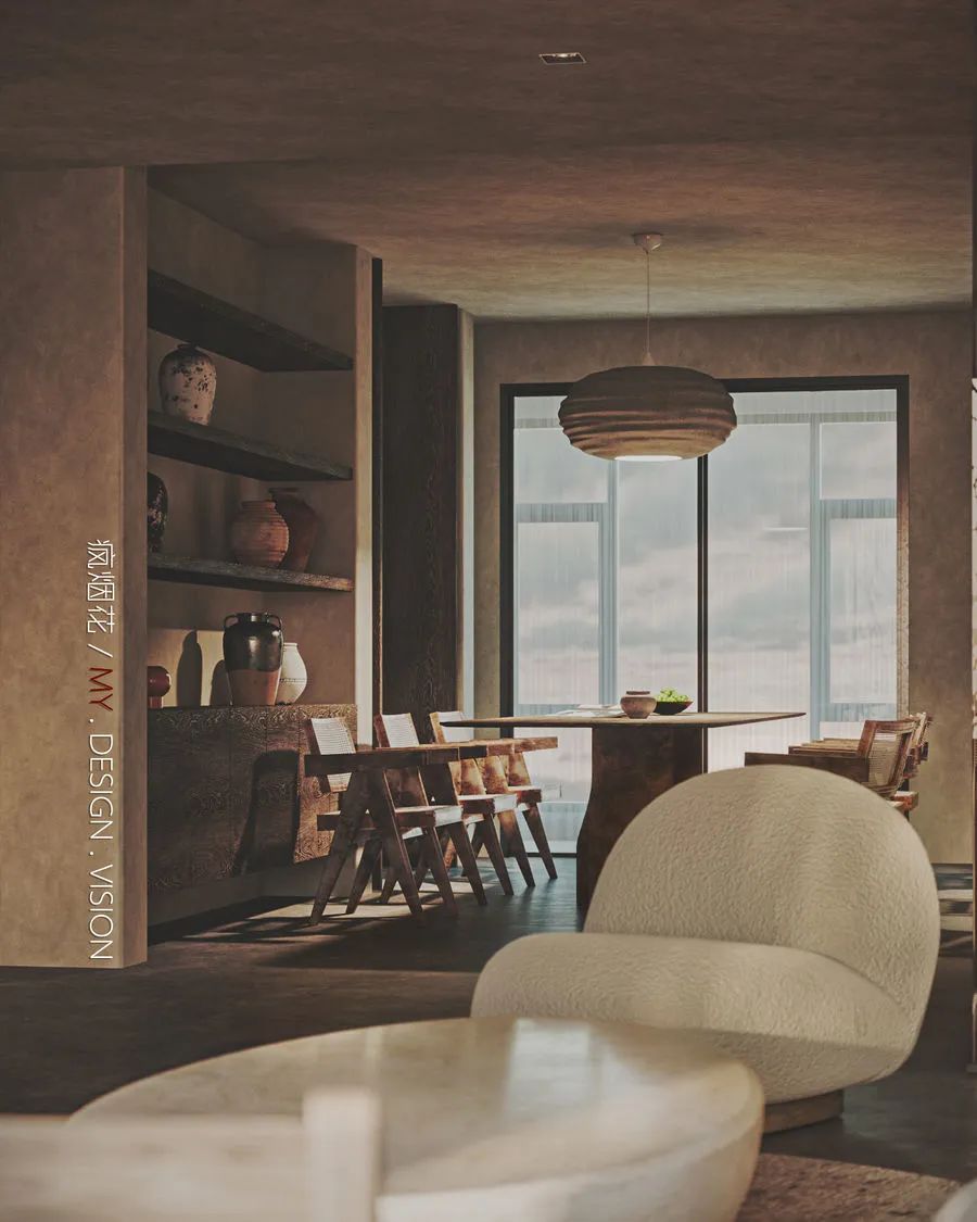 作品欣赏 | 侘寂风客厅，用光影制造仪式感！-11