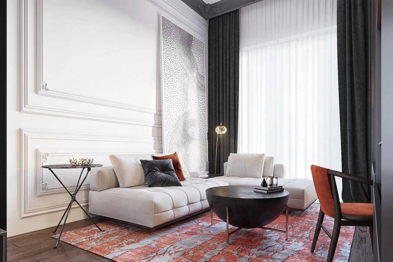 莫斯科高级灰橙色空间设计-66