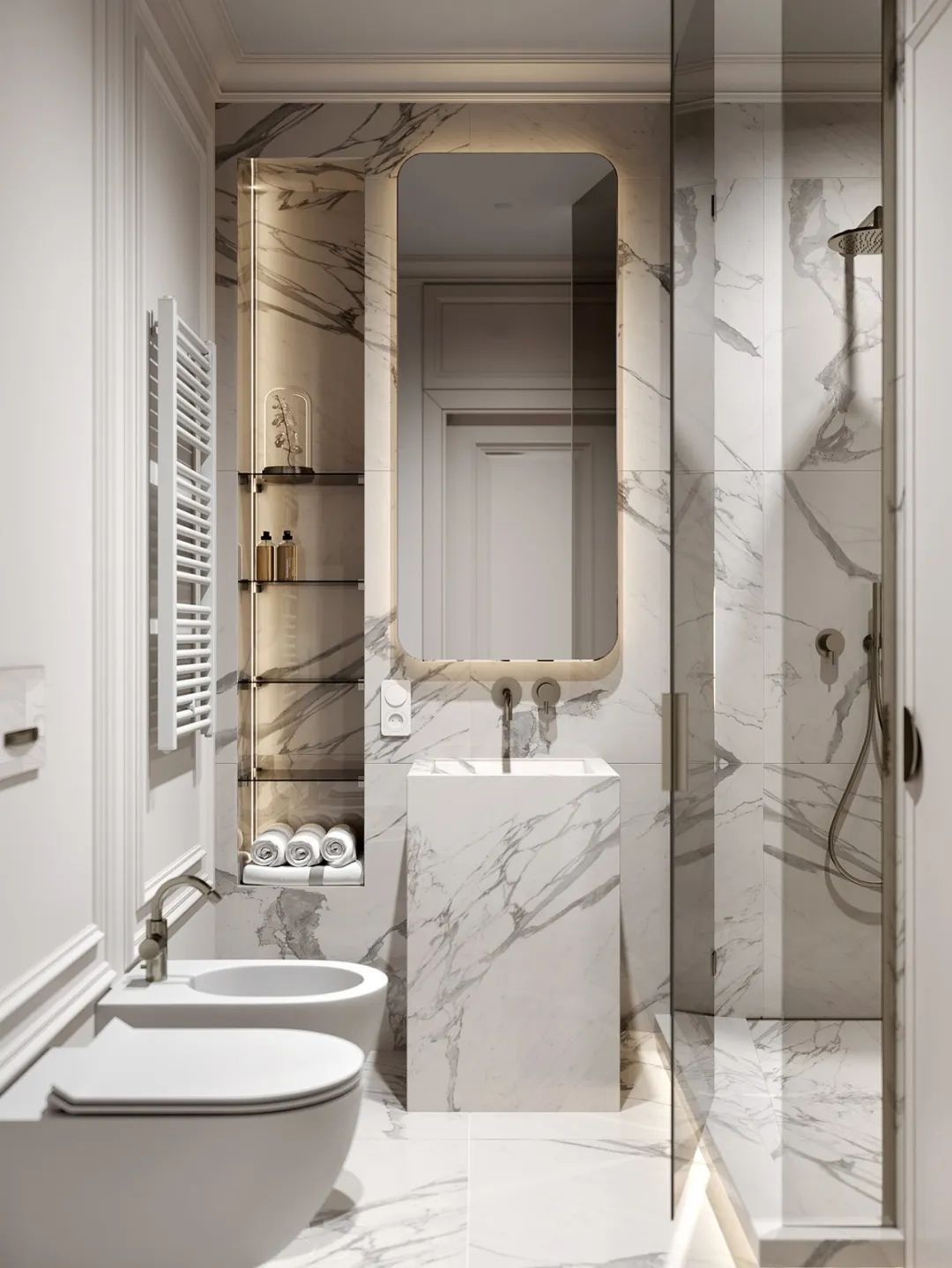 奶油色调黄铜细节,打造 120㎡精致高雅空间丨MARTA SHPACHENKO-23