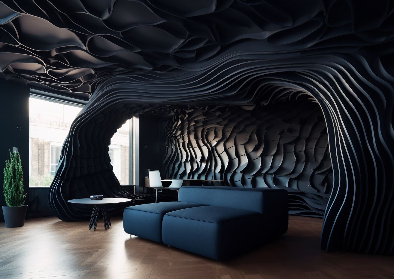 未来流线型客厅室内设计-2