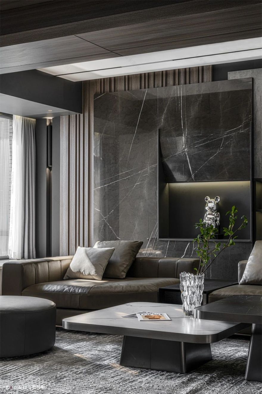 黑金设计师概念风别墅空间设计丨中国揭阳丨左岸空间设计-11