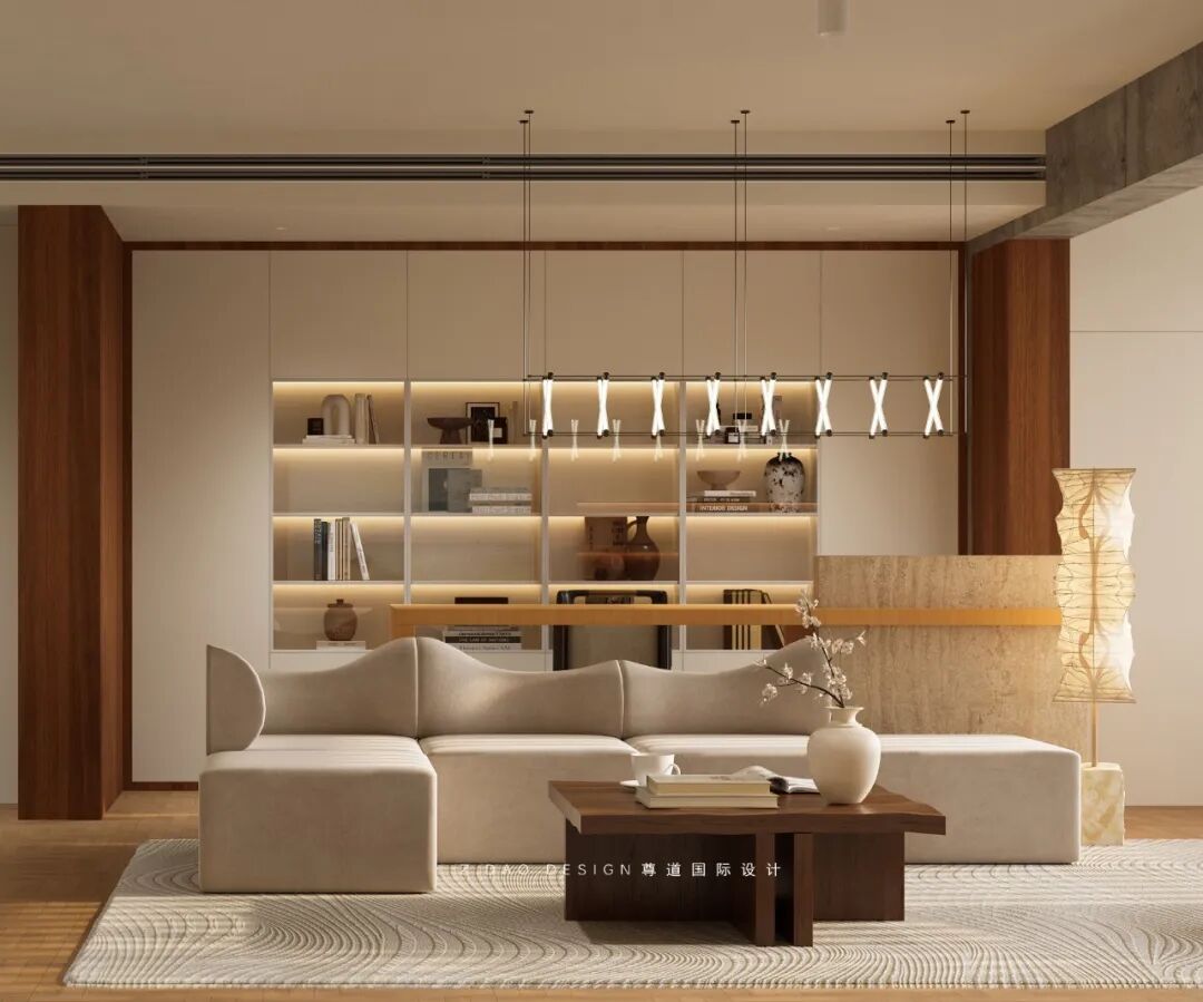 尊道新作|合肥『中央公园岚庭』中古风大平层设计，时光沉淀可持续松弛的家~-60