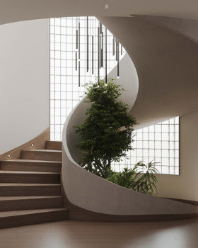 Villa: Reception, Stairs, dining, living, and kitchen