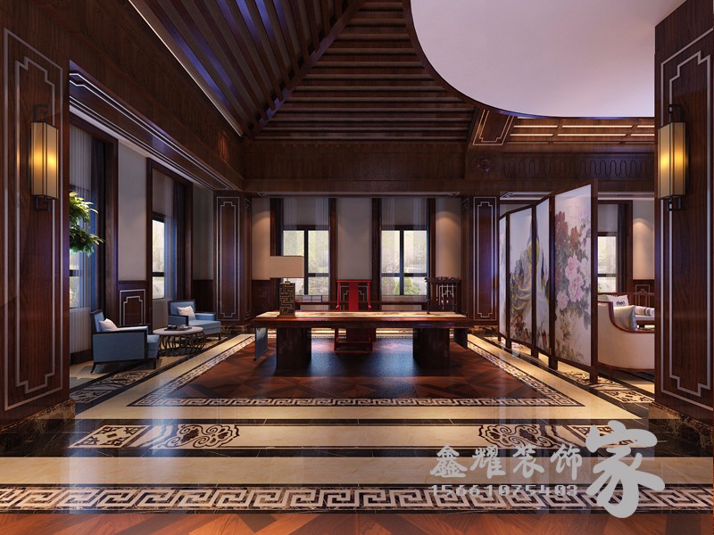 呼和浩特鑫耀装饰打造东岸国际 1200㎡中式风格-5