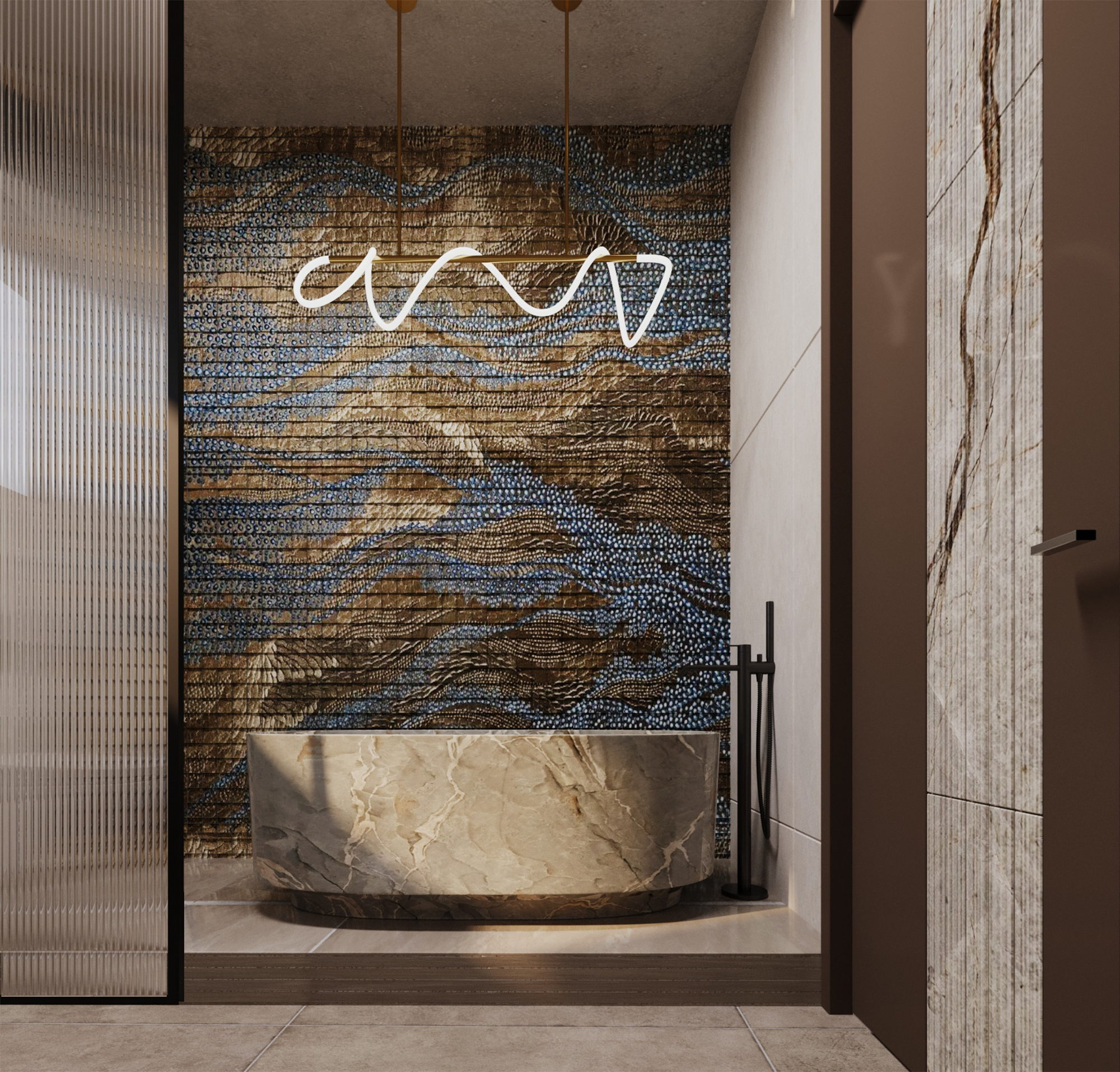 现代奢华浴室

注：原文中Lu·ury可能是Luxury的拼写错误 丨Nourhan Emad-7