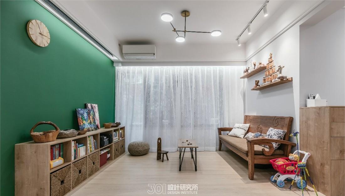 78 平米北欧风小家,绿色背景墙打造轻奢空间-0