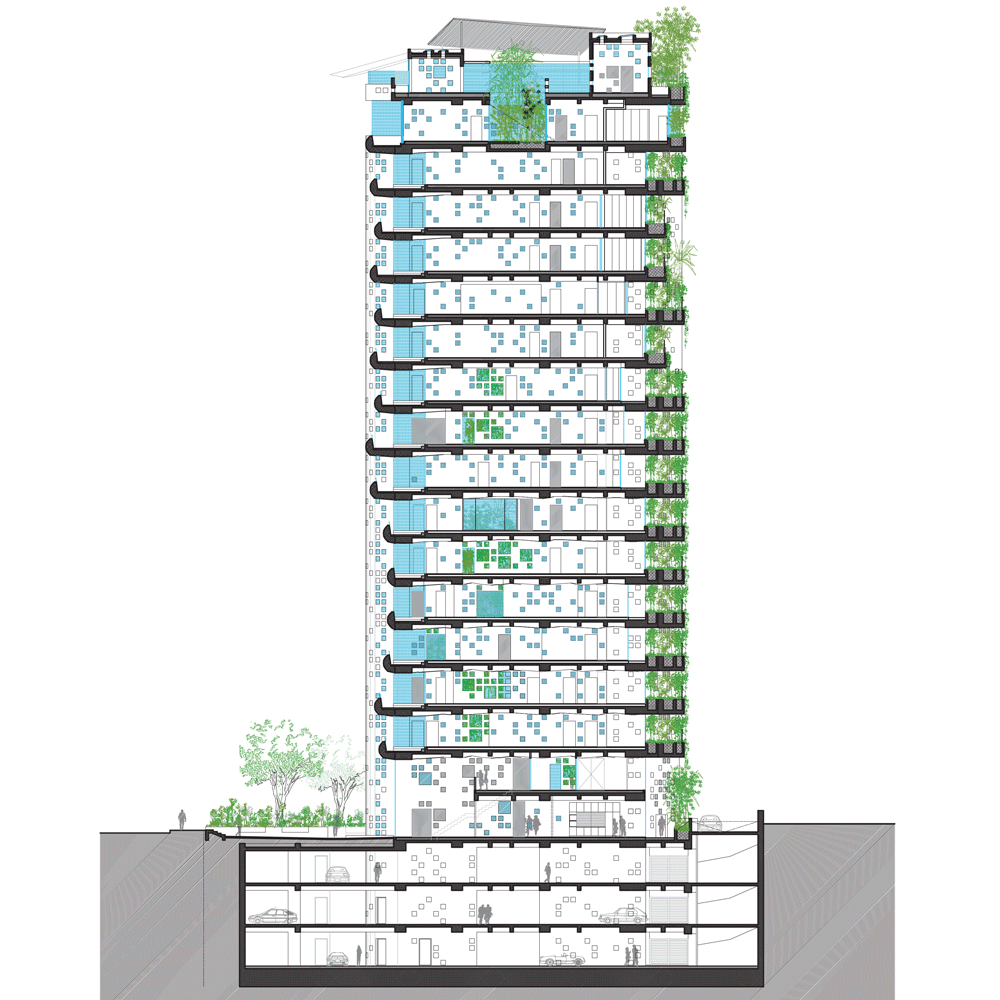 让·努维尔设计塞浦路斯植物塔楼，阳台与植物共舞-40