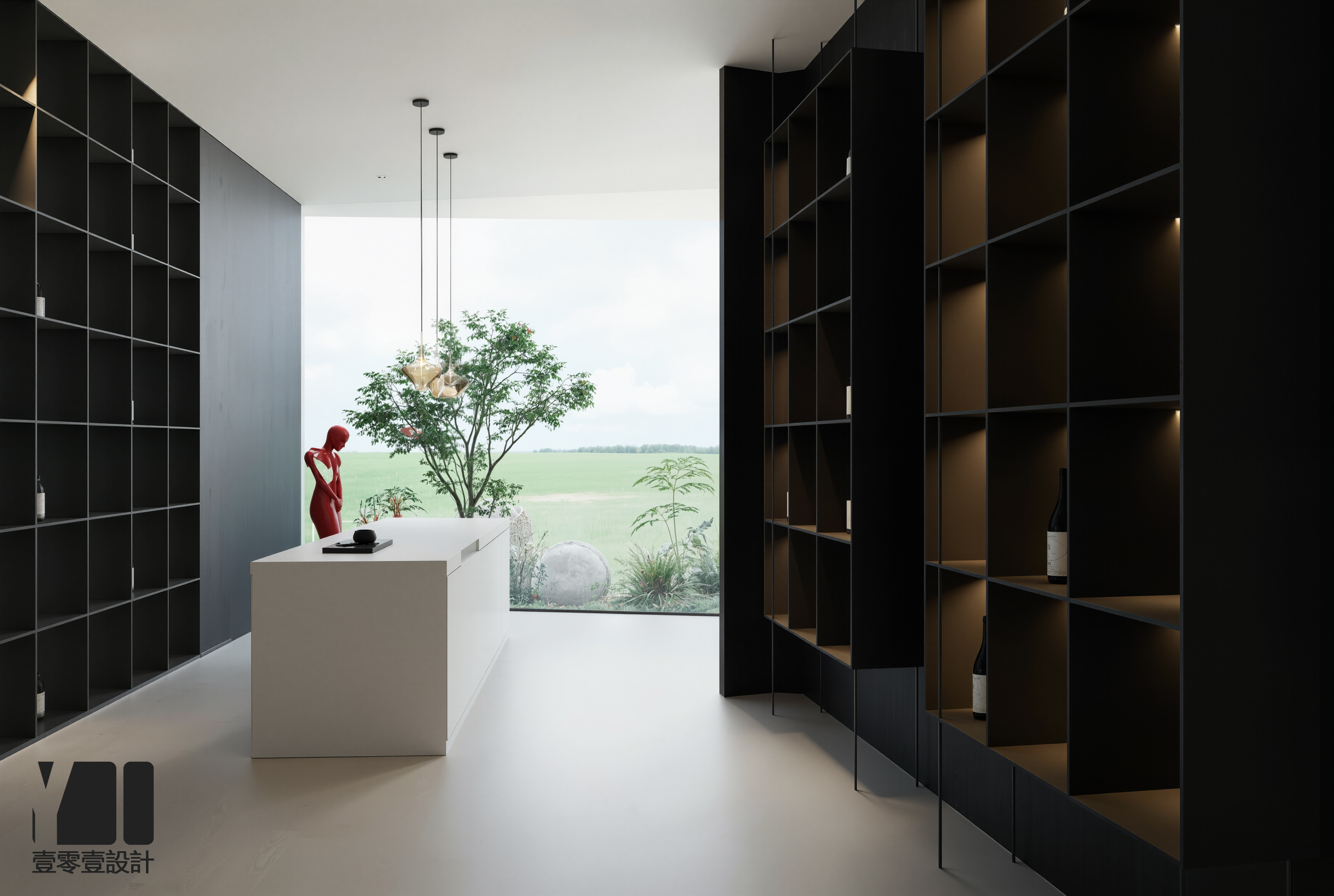 展厅设计 高级灰的沉默 被一抹红唇吻出裂痕-7