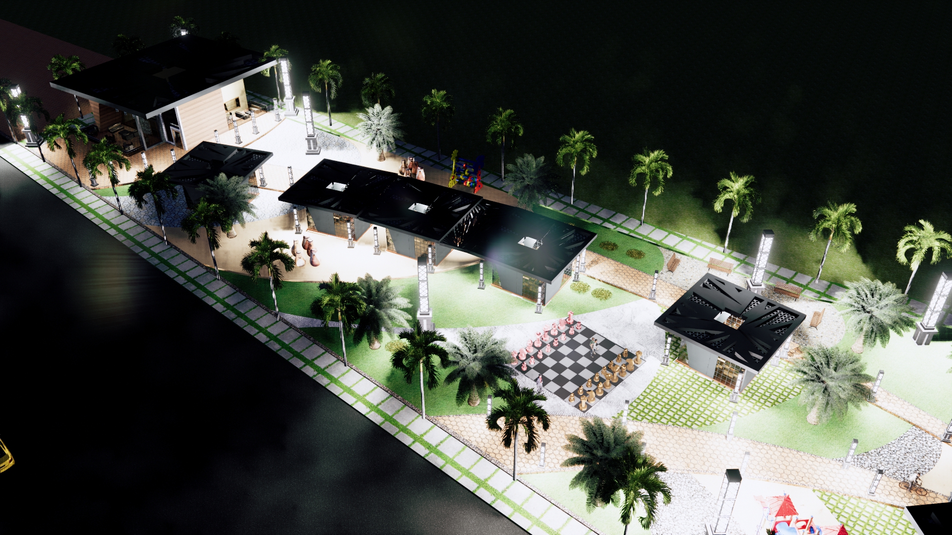 تصميم لمنتزه به العديد من الكافيهات والمطاعم في عمان-44