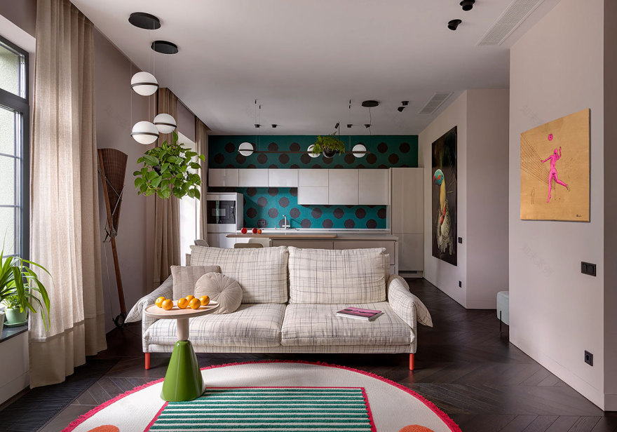 乌克兰 Dnipro 多彩波点公寓设计-1