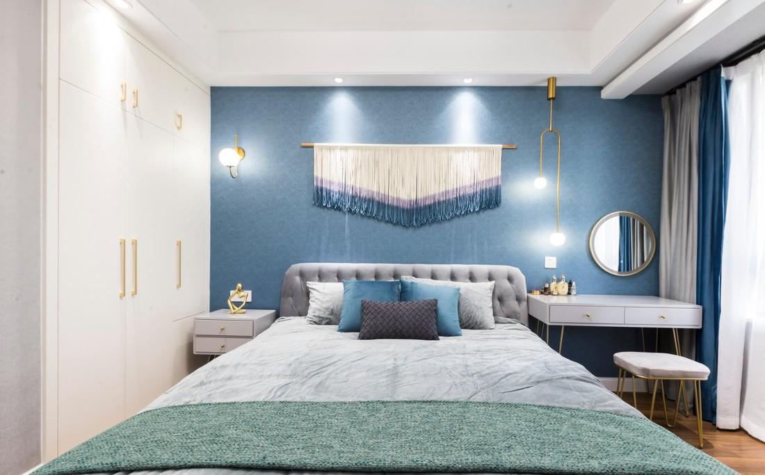 98 平米现代轻奢四房改造,设计师用心打造蓝粉主题空间-82