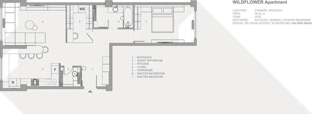 86㎡二居室公寓设计丨意大利丨意大利室内设计师Valeria Mahu-5