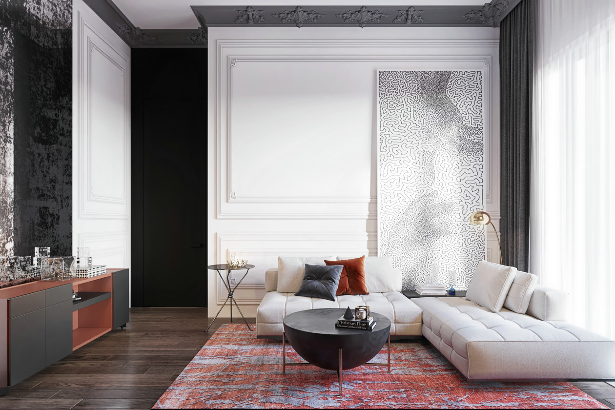 莫斯科高级灰橙色空间设计-67