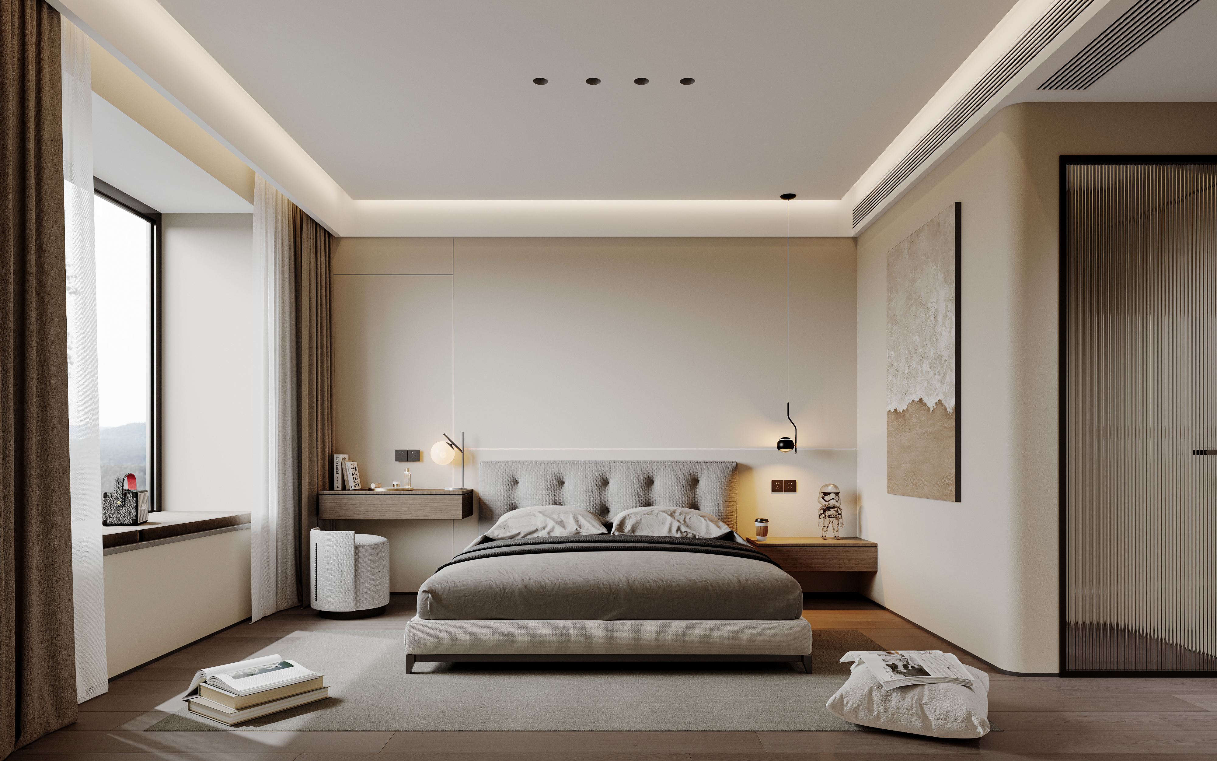 现代极简客厅卧室设计-16