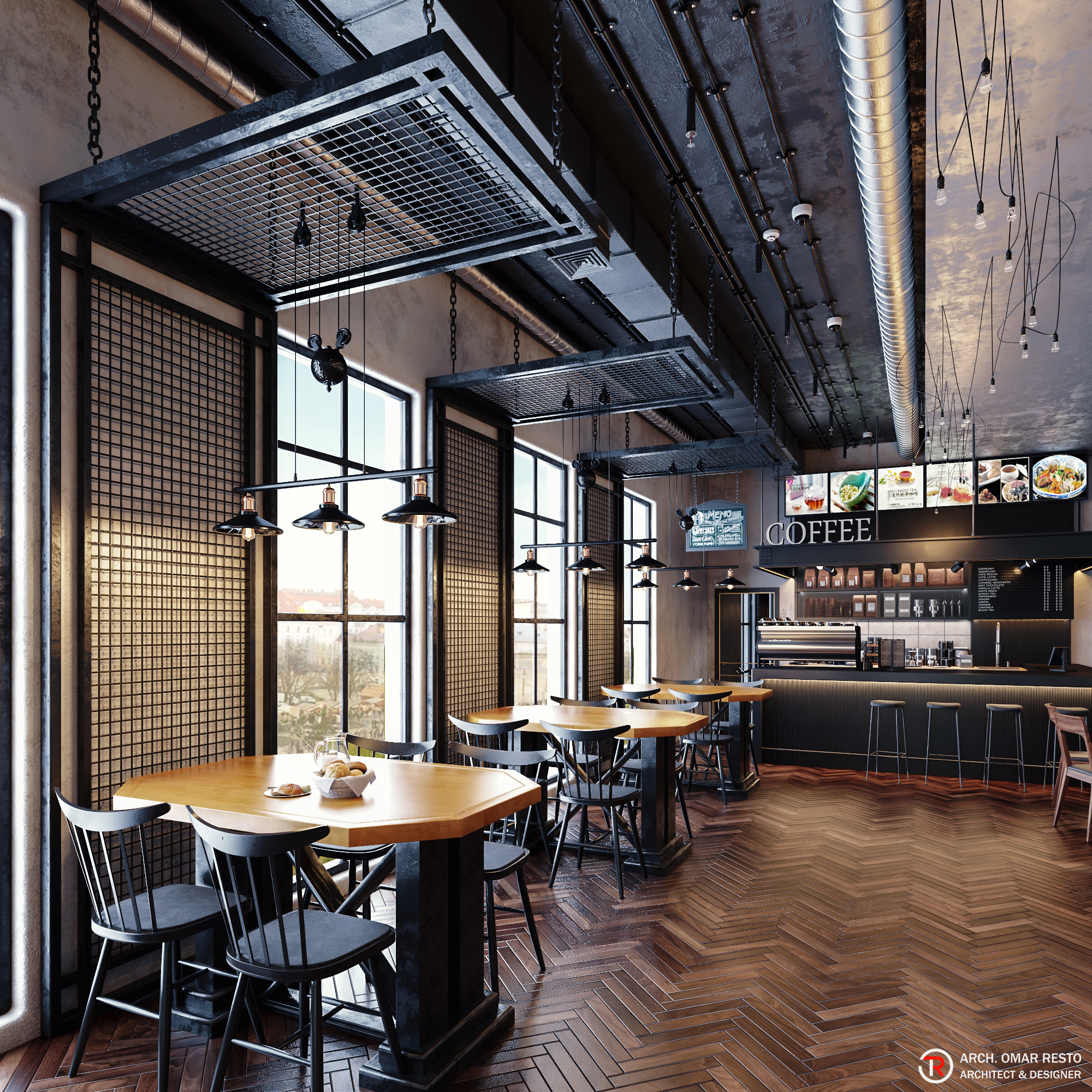 Coffee Shop design - Industrial style-3