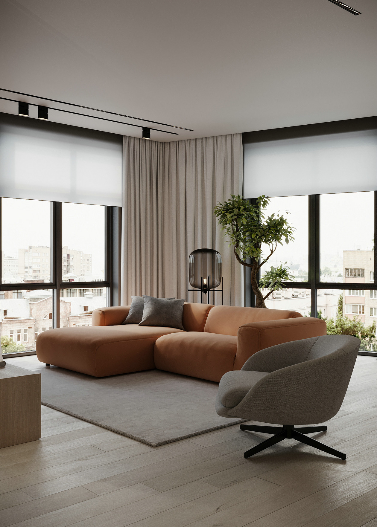 高级灰+橘色室内设计-1