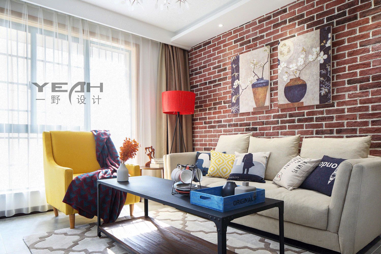 锦泽花园 120㎡简约美式,红砖元素打造温馨空间-18
