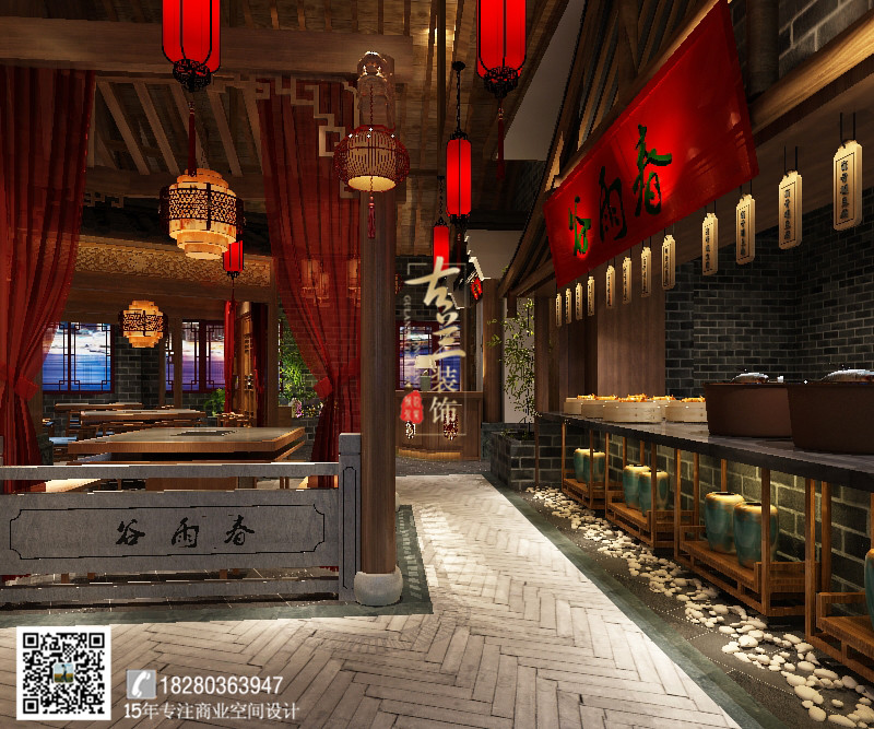 【湖南唇香阁火锅店】成都特色中式火锅店设计_成都专业火锅店装修公司-8