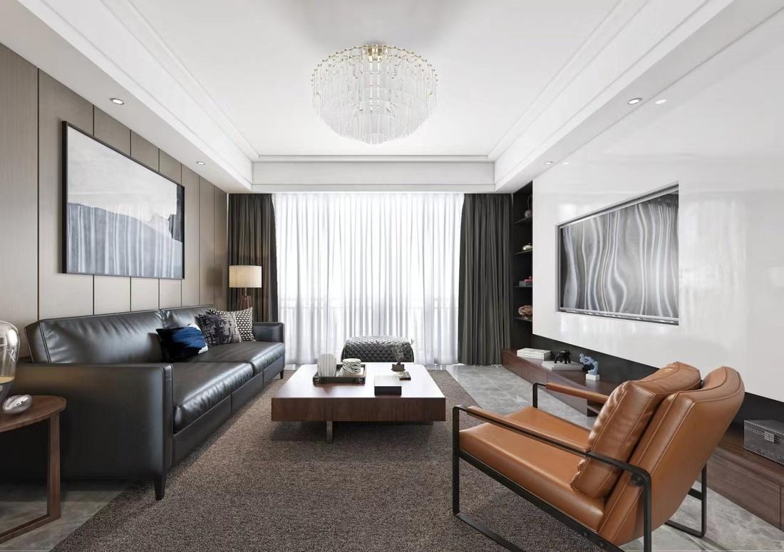经典黑白灰现代风格客厅装修设计-7