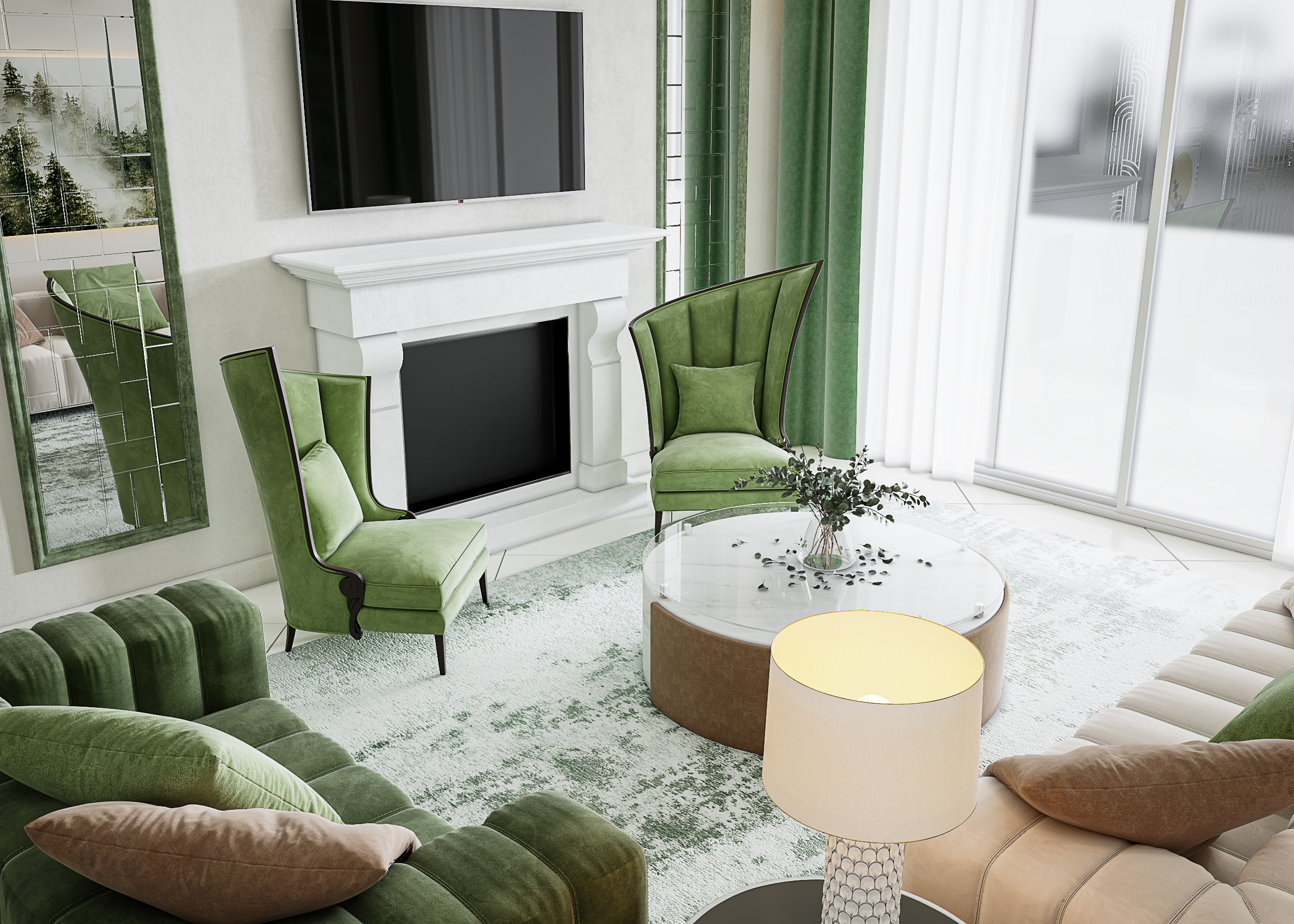 Neoclassical 餐饮区和客厅设计-11