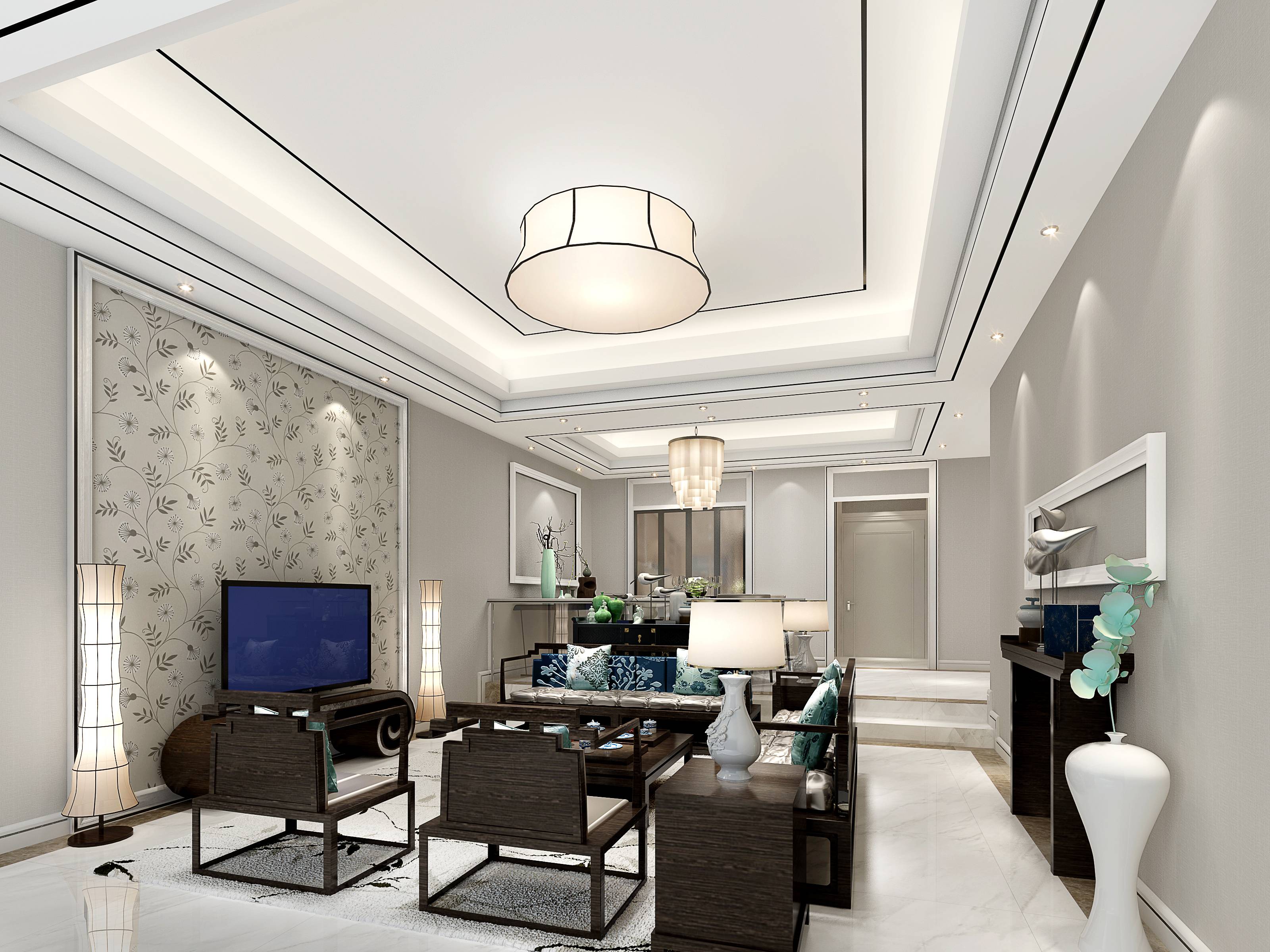 新中式 中式古典 奢华家装别墅样板房-13-17