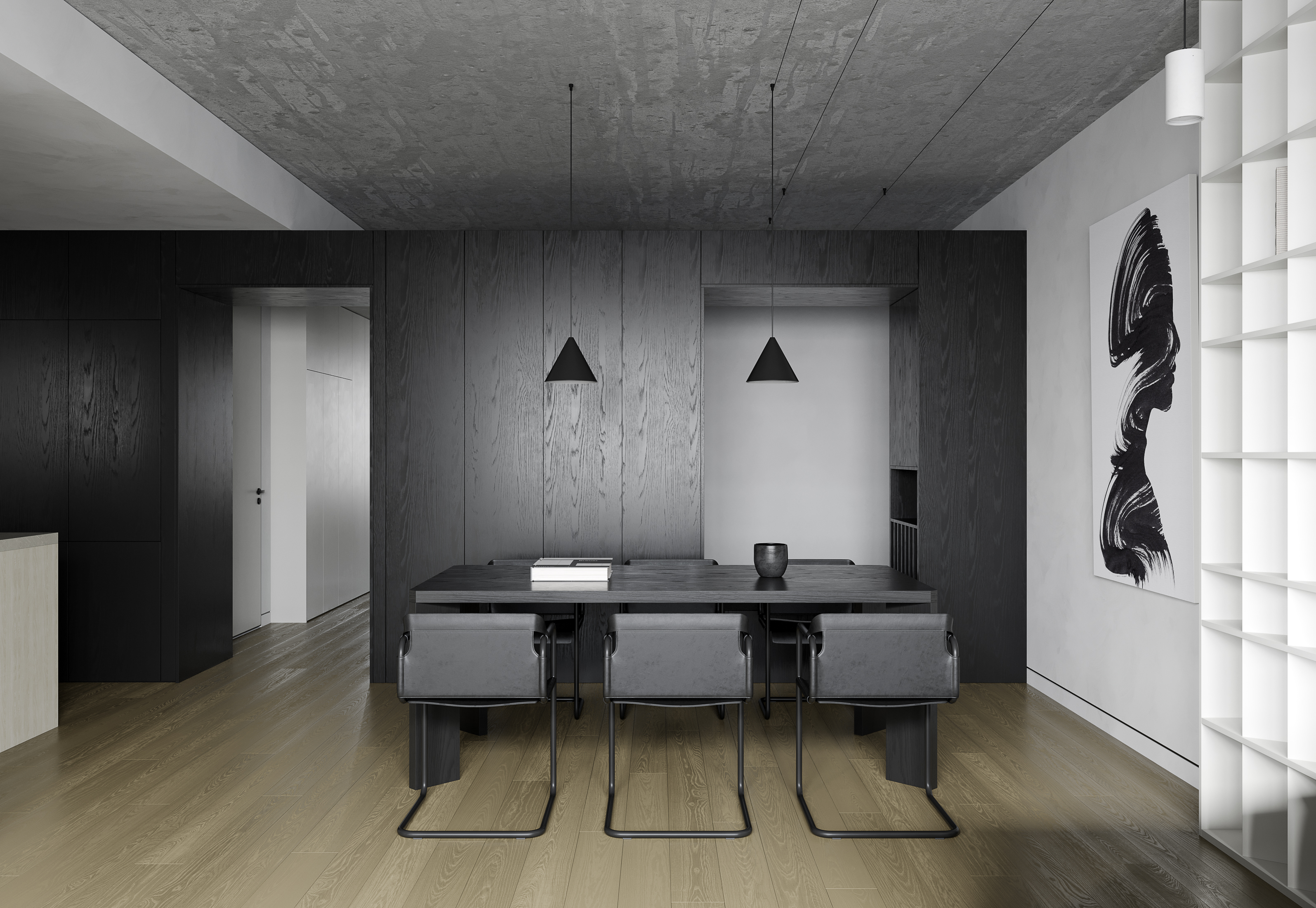 现代黑白客餐厅-5