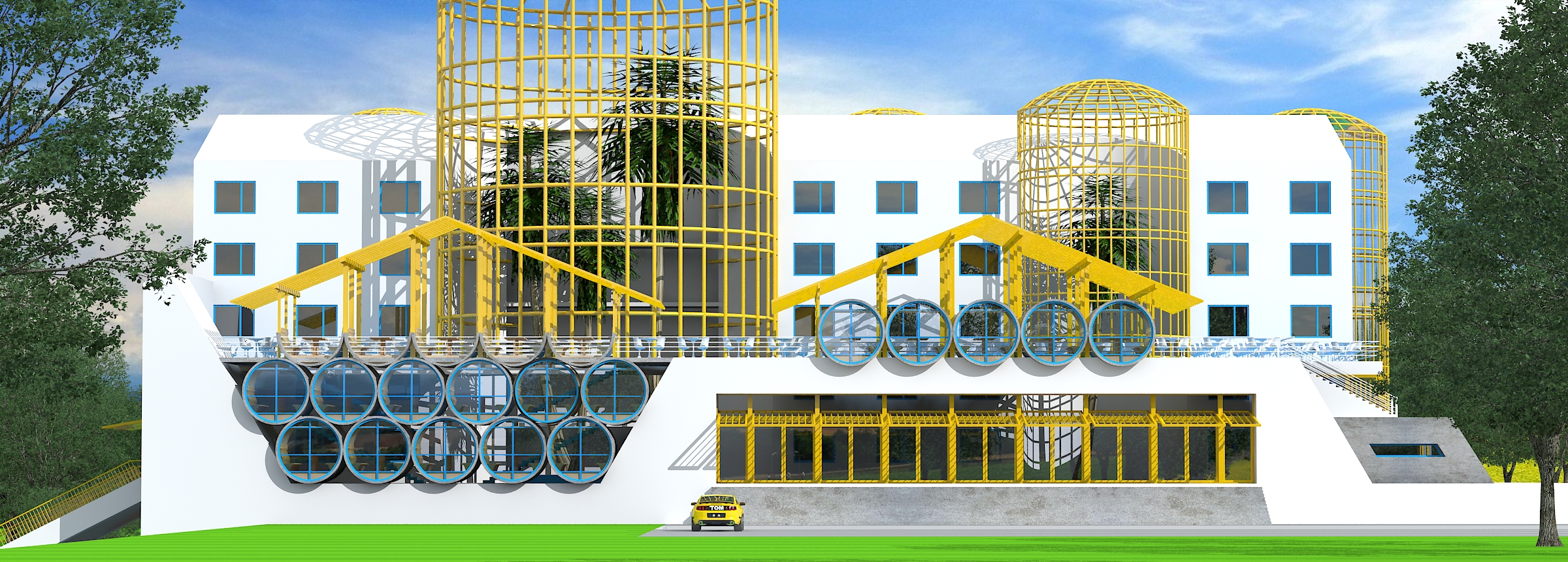 水泥管餐厅,民宿酒店设计丨狮子座自建房\别墅设计-1