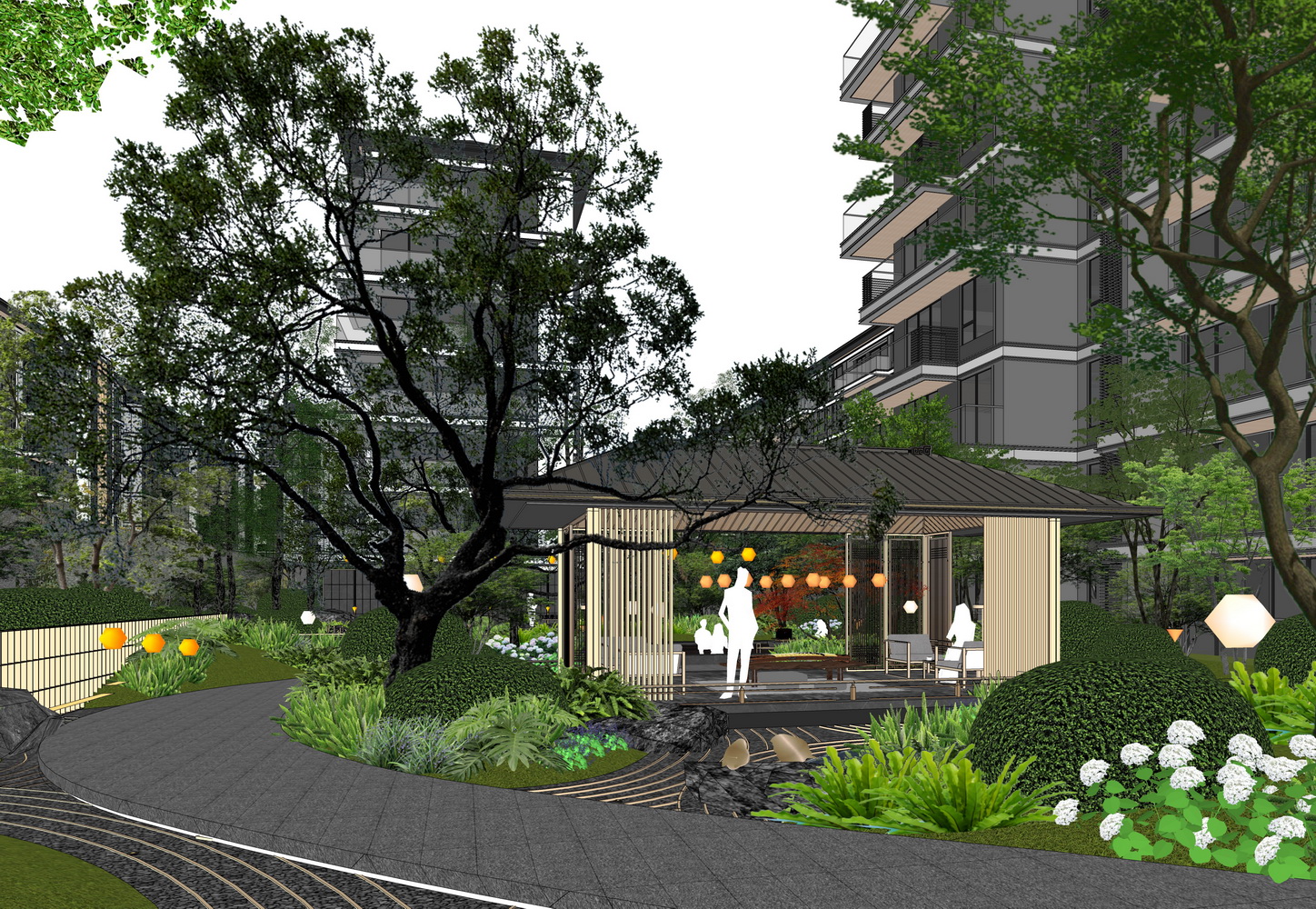 商丘中冠宸院大区景观SU模型-5