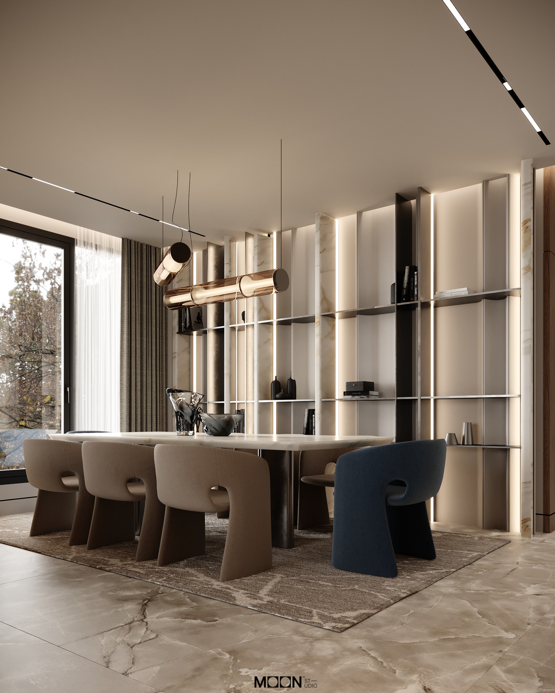 此处desgin可能拼写错误，正确的应该是design，Hall design可翻译为大厅设计 丨Moon Studio-18